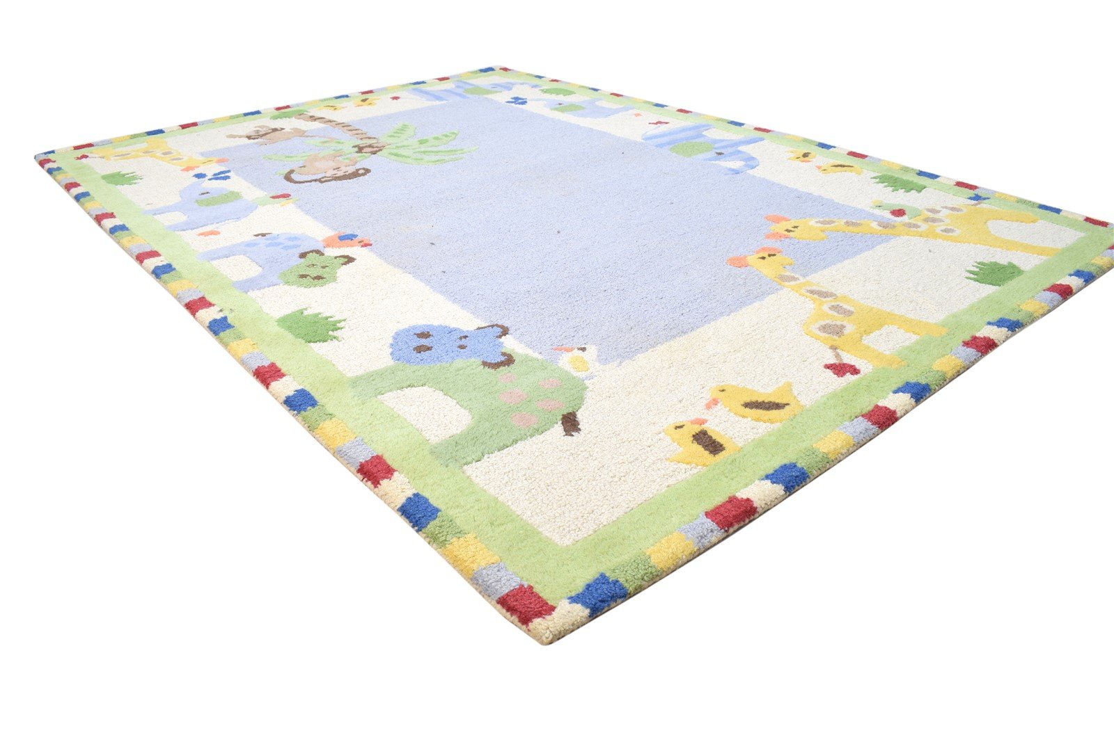 Wool Blue Rug 5' X 7' Modern Hand Tufted Indian Animal Print Room Size Carpet 7864096882837