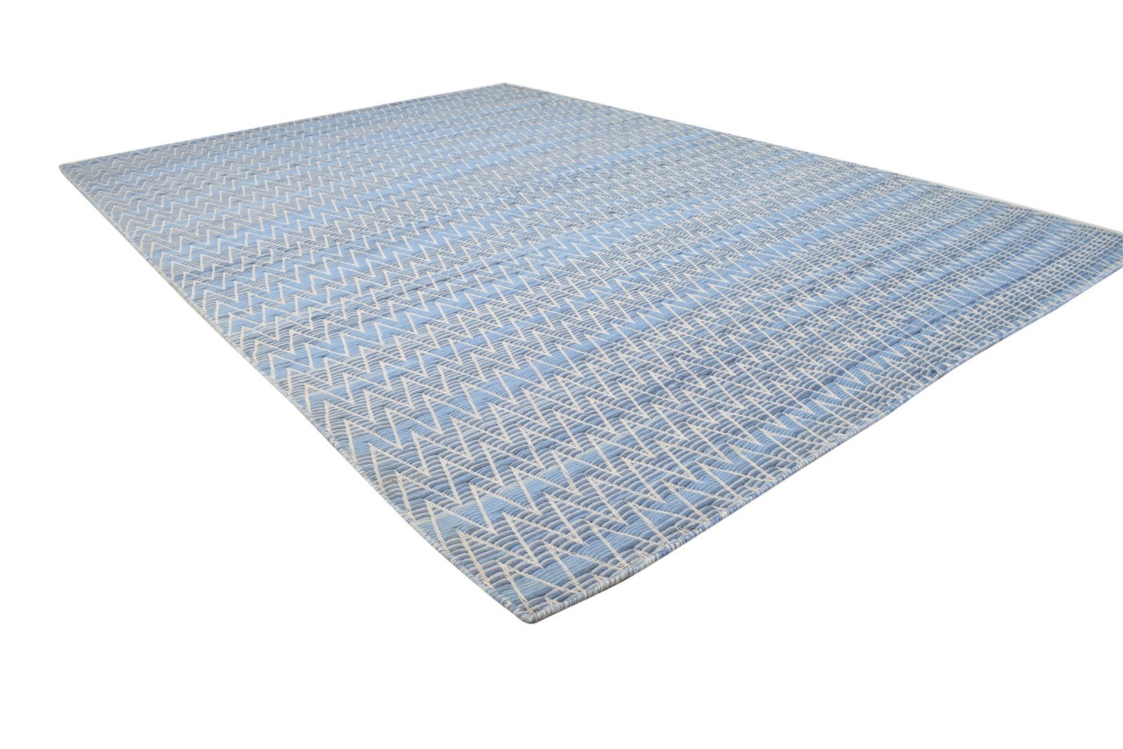Wool Blue Rug 5' X 7' Modern Jacquard Loom Moroccan Chevron Room Size Carpet 7864164057237
