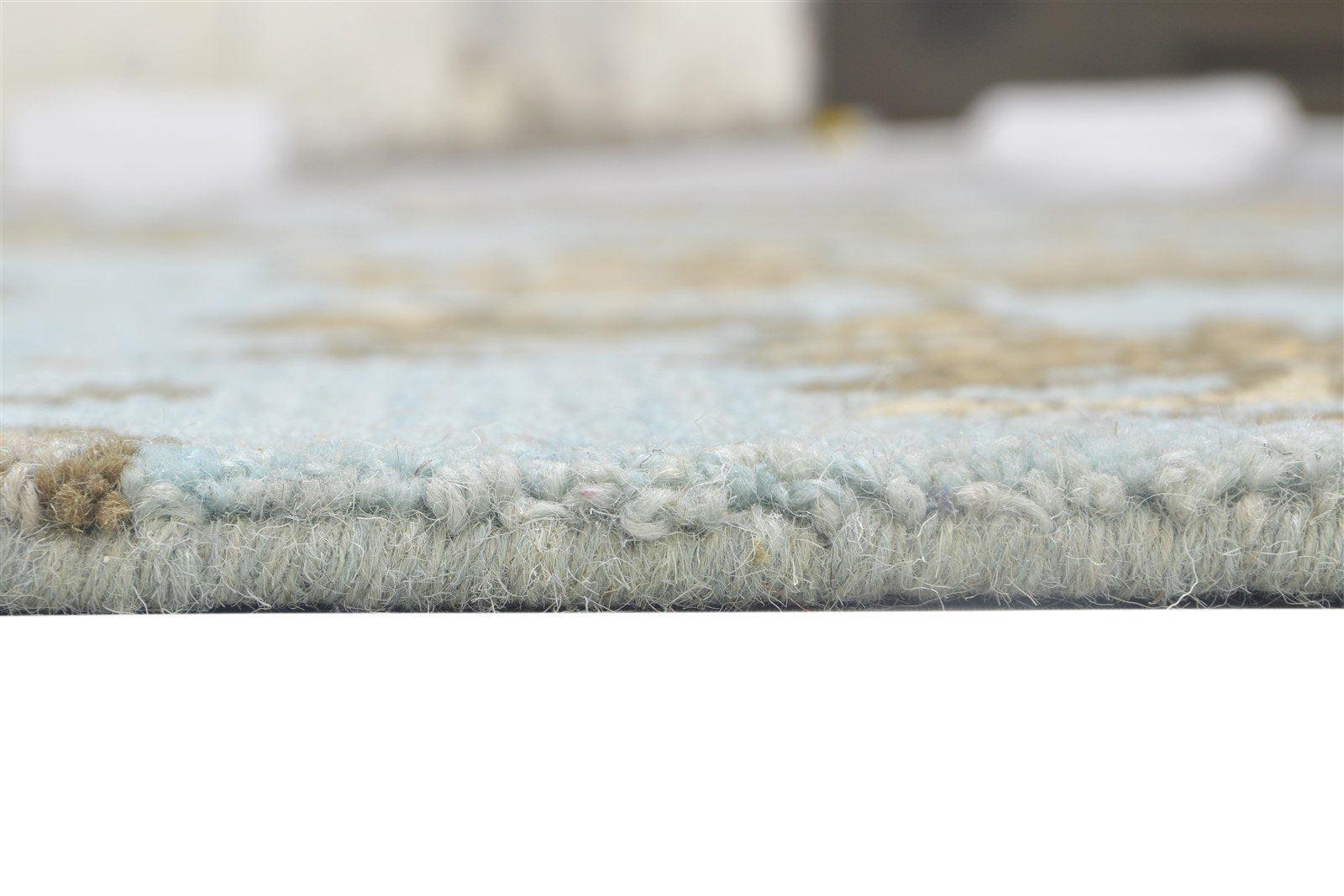 Wool Blue Rug 5' X 8' Modern Hand Tufted French Floral Room Size Carpet 7864096424085