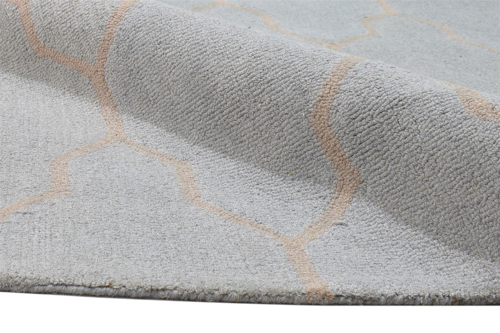 Wool Blue Rug 5' X 8' Modern Hand Tufted Moroccan Trellis Room Size Carpet 7864097505429