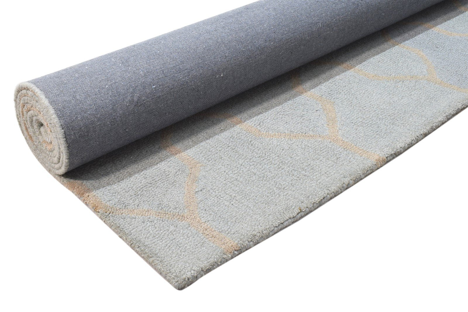 Wool Blue Rug 5' X 8' Modern Hand Tufted Moroccan Trellis Room Size Carpet 7864097505429