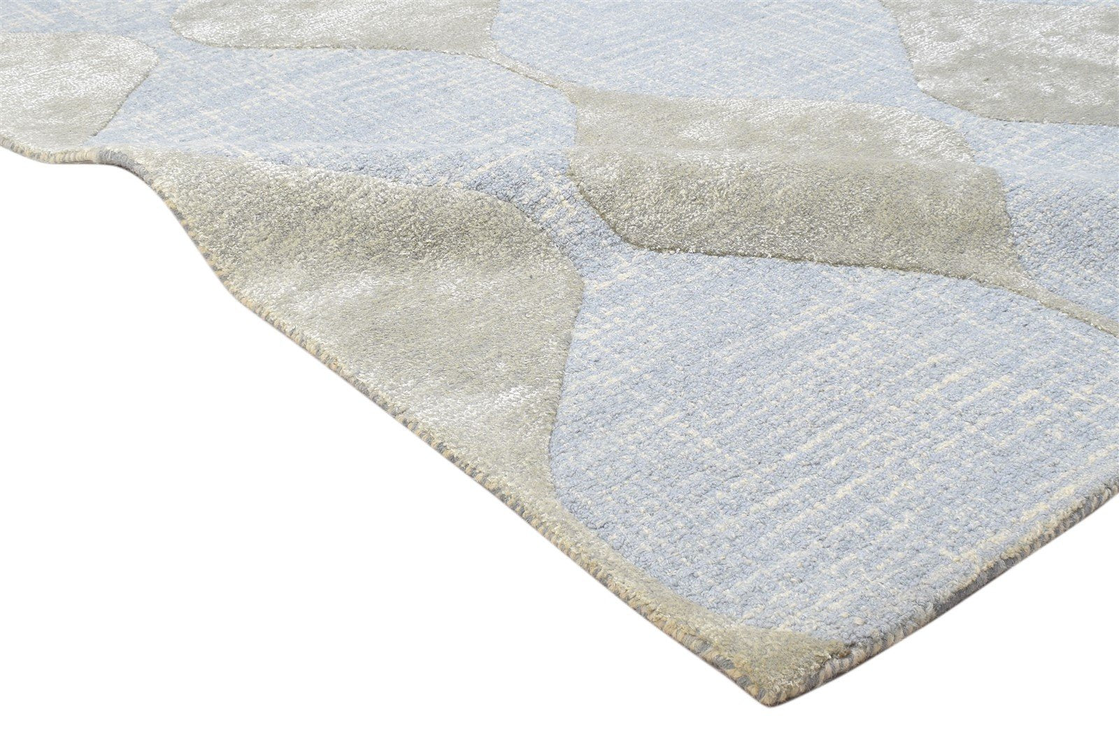 Wool Blue Rug 5' X 8' Modern Hand Tufted Scandinavian Circles Room Size Carpet 7864093474965