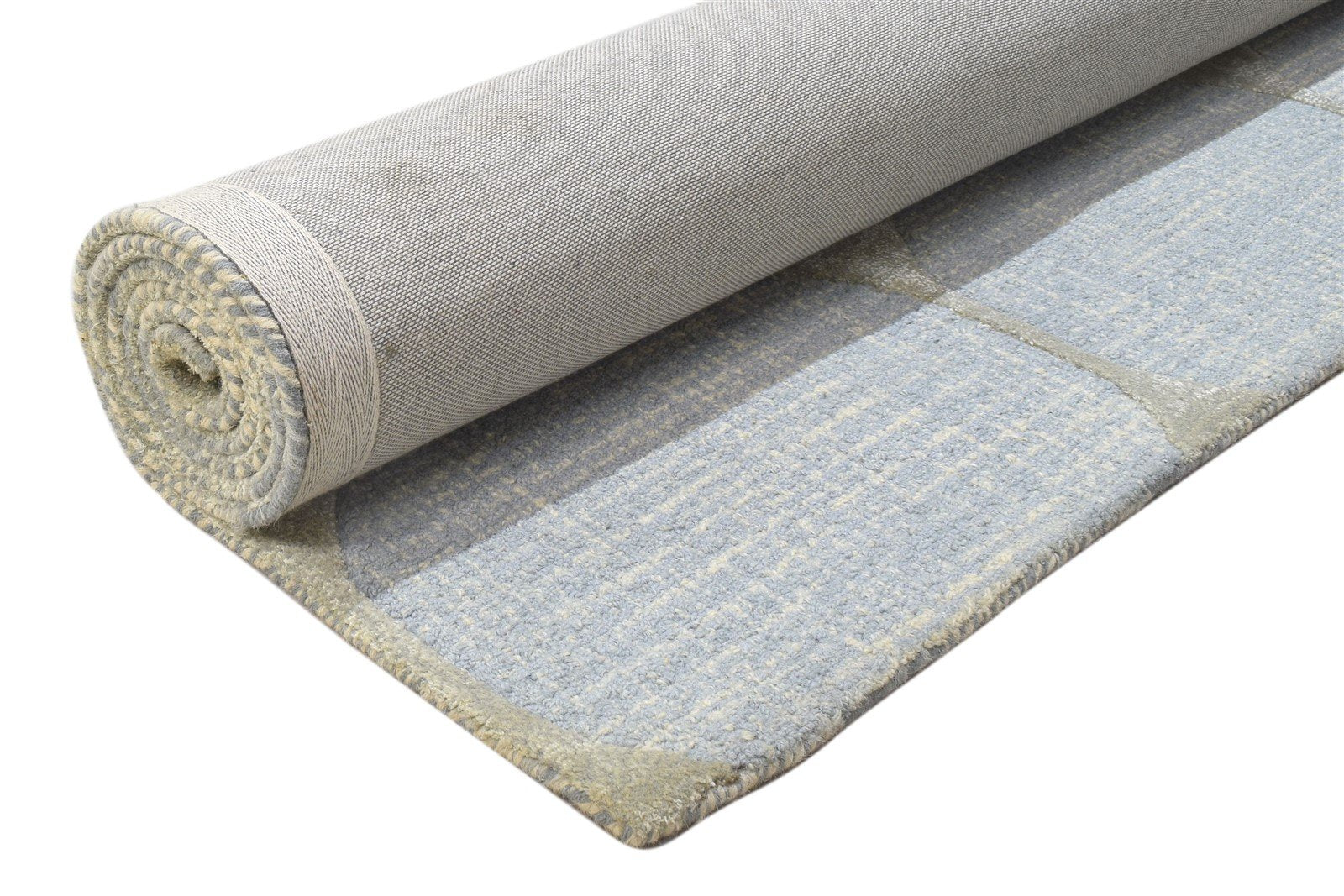 Wool Blue Rug 5' X 8' Modern Hand Tufted Scandinavian Circles Room Size Carpet 7864093474965