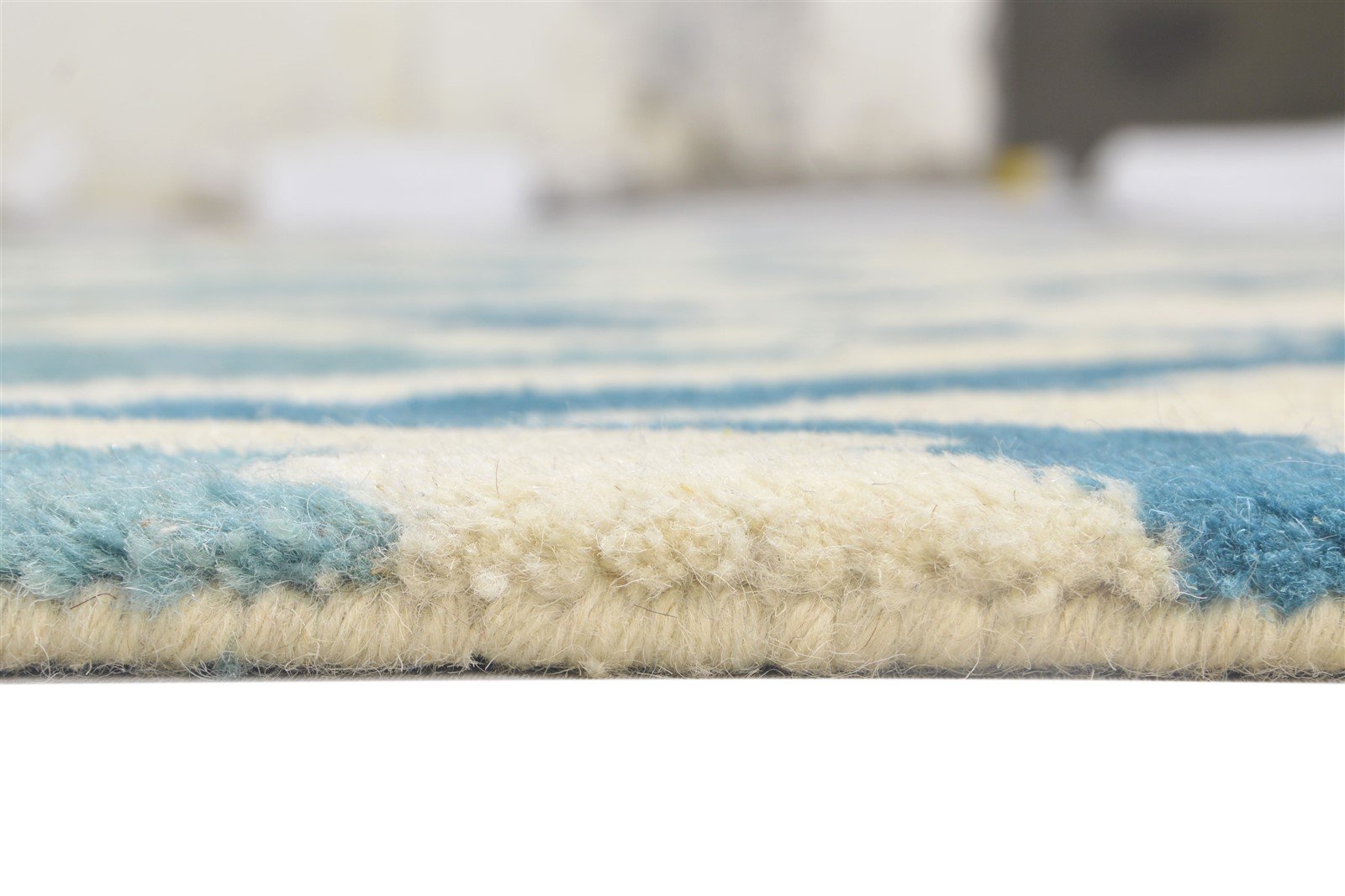Wool Blue Rug 5' X 8' Modern Hand Tufted Scandinavian Diamond Room Size Carpet 7864093606037