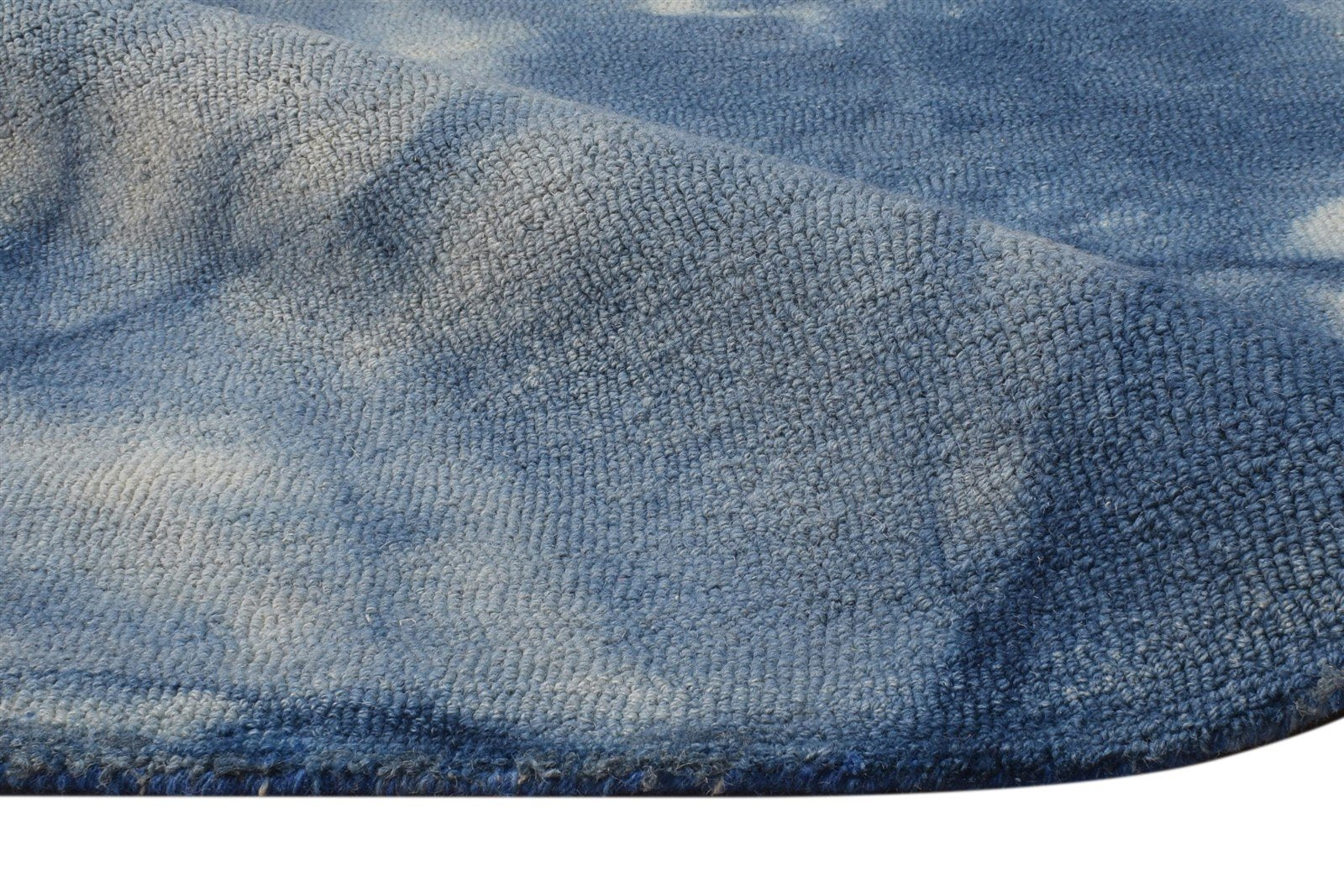 Wool Blue Rug 5' X 8' Modern Hand Tufted Shibori Tie Dye Room Size Carpet 7865202638997