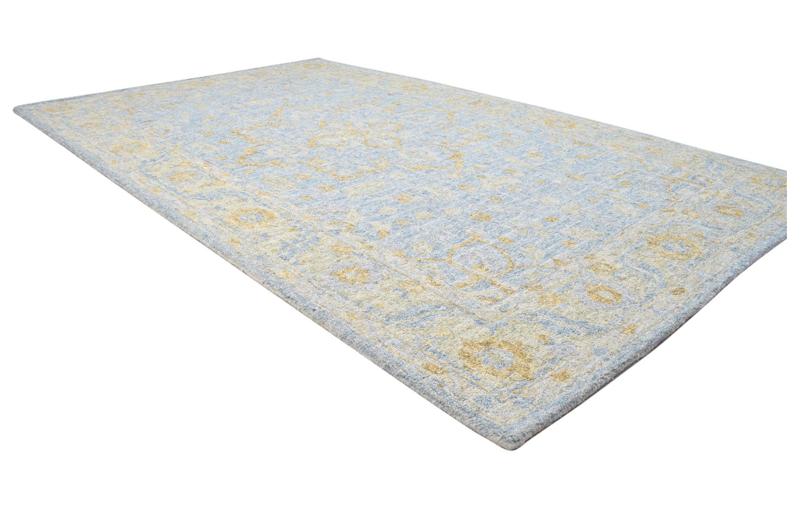 Wool Blue Rug 5' X 8' Persian Hand Tufted Oushak Oriental Room Size Carpet 7864093442197
