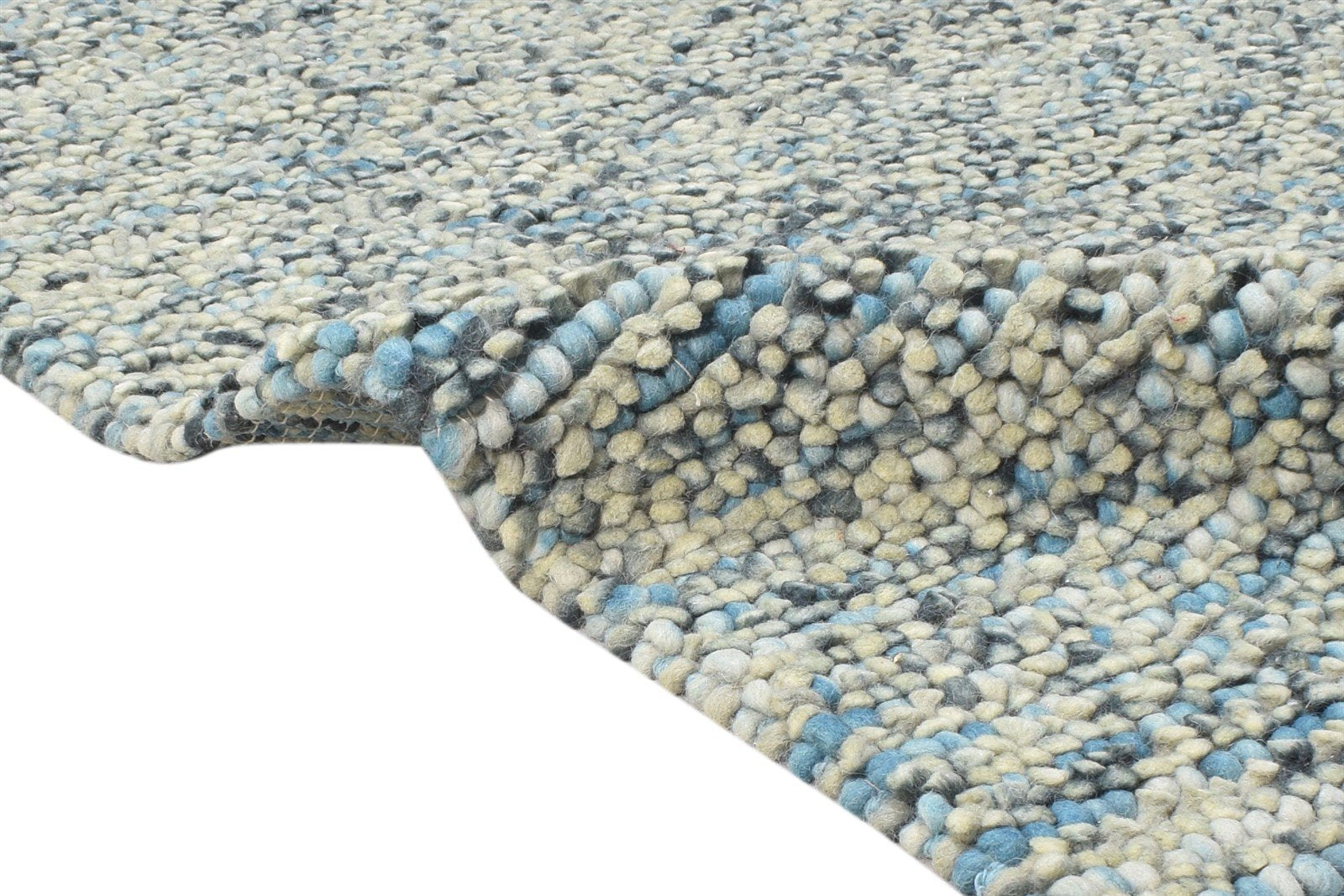 Wool Blue Rug 7' X 7' Modern Hand Woven Scandinavian Solid Large Carpet 7864918311061