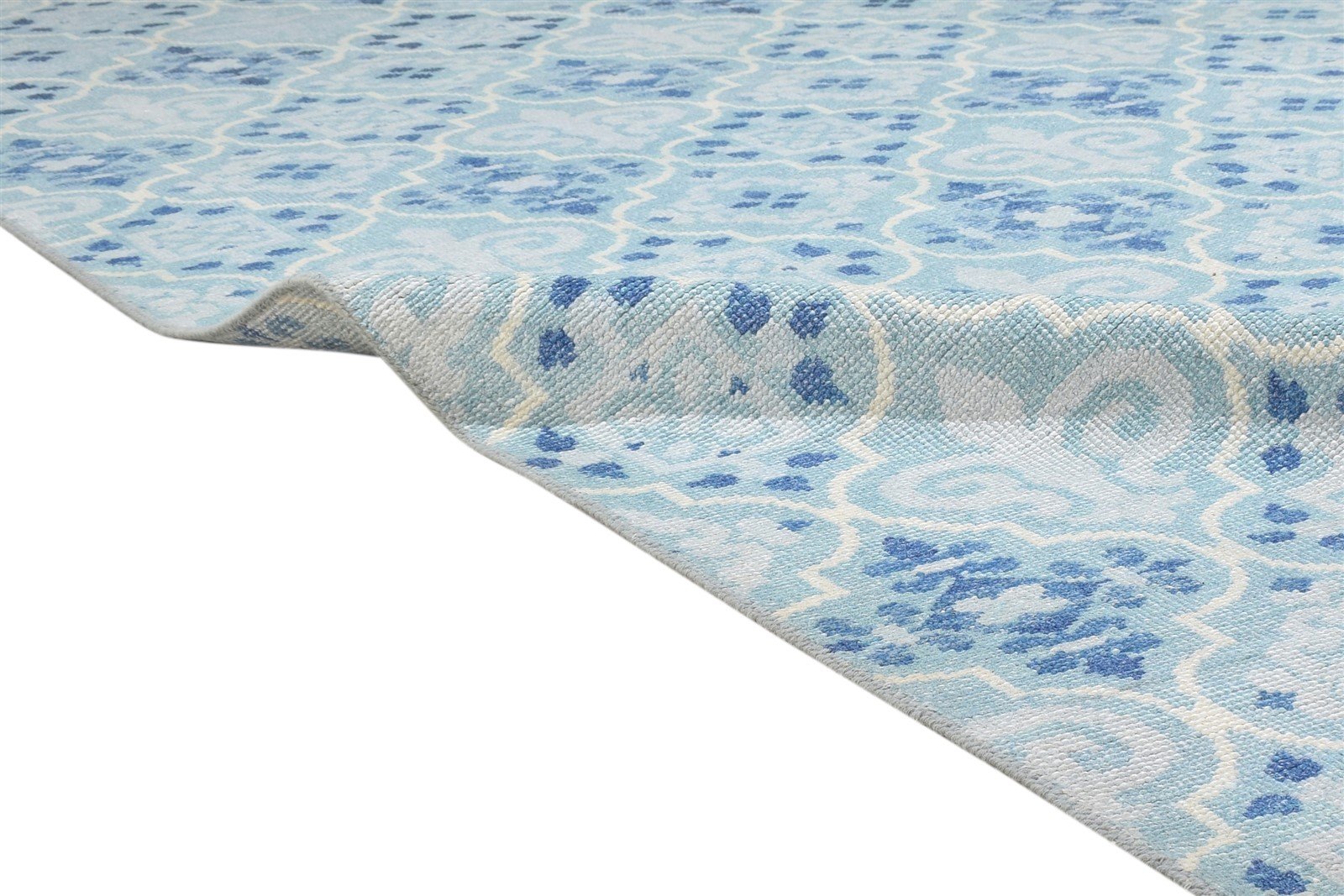 Wool Blue Rug 8' X 10' Modern Hand Knotted Moroccan Trellis Large Carpet 7864170217621