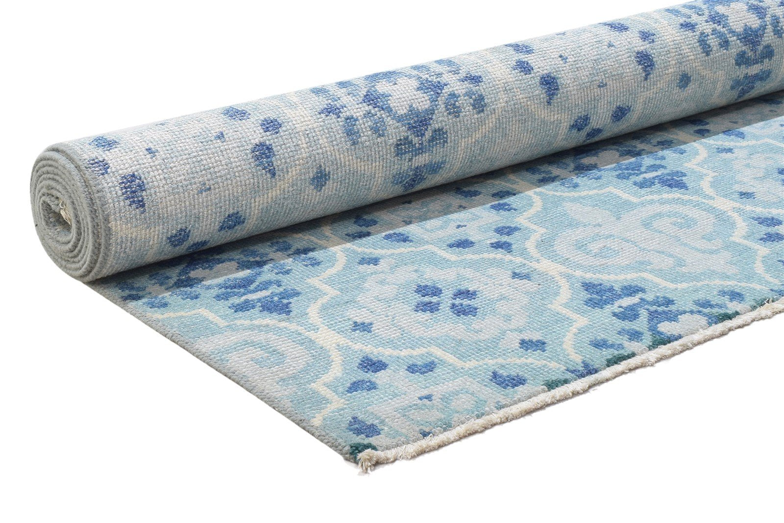 Wool Blue Rug 8' X 10' Modern Hand Knotted Moroccan Trellis Large Carpet 7864170217621