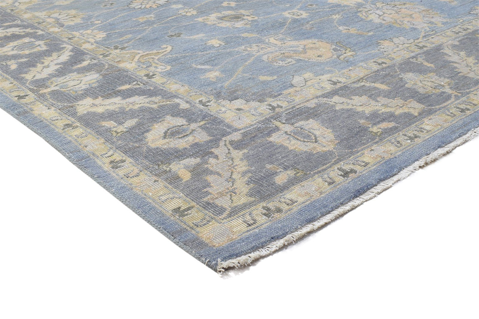 Wool Blue Rug 8' X 10' Persian Hand Knotted Mughal Oriental Large Carpet 7864328978581