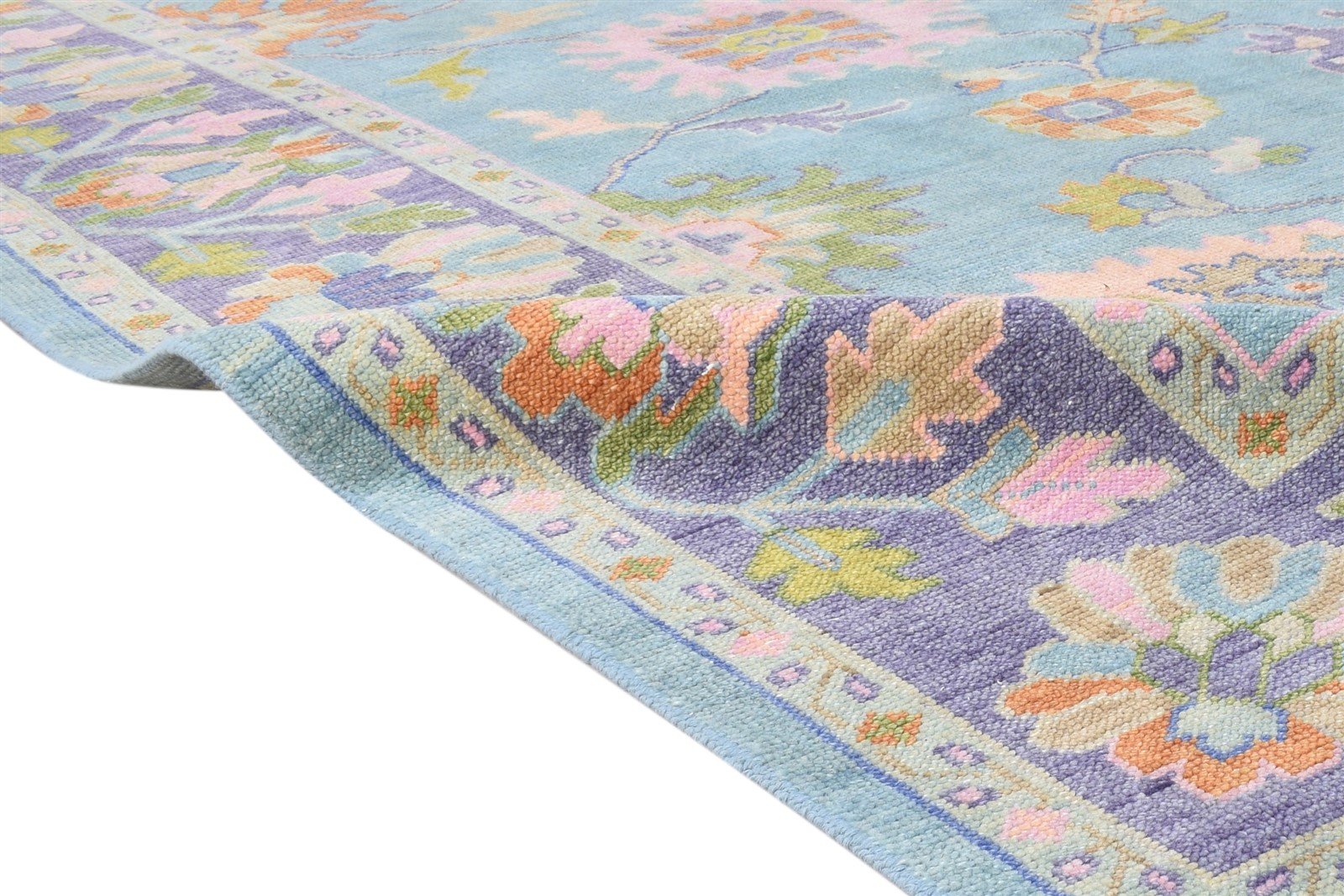 Wool Blue Rug 8' X 10' Persian Hand Knotted Oushak Oriental Large Carpet 7864625266837