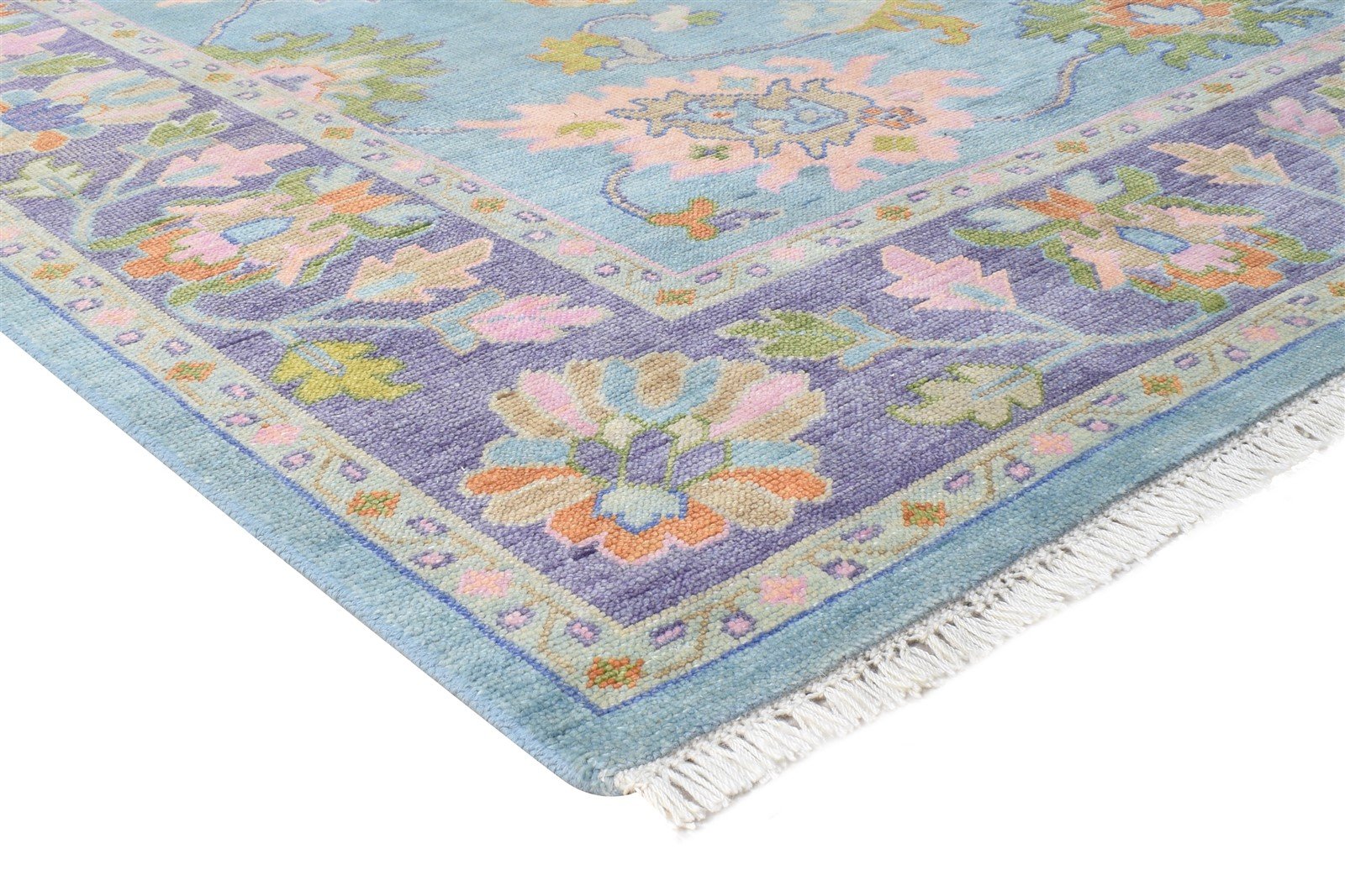 Wool Blue Rug 8' X 10' Persian Hand Knotted Oushak Oriental Large Carpet 7864625266837