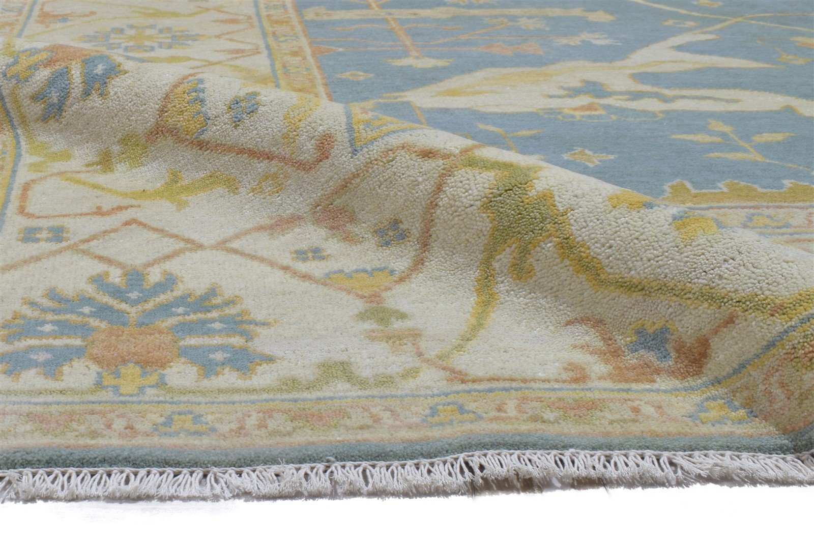 Isidora Wool Blue Rug 8' X 10' Persian Hand Knotted Oushak Oriental 7864182046869
