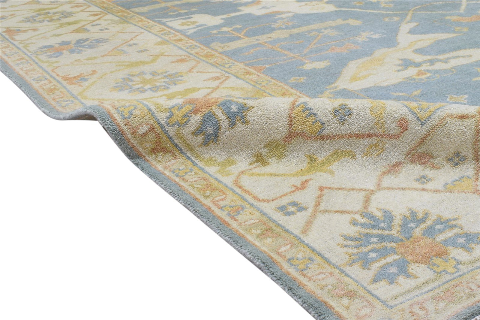 Isidora Wool Blue Rug 8' X 10' Persian Hand Knotted Oushak Oriental 7864182046869