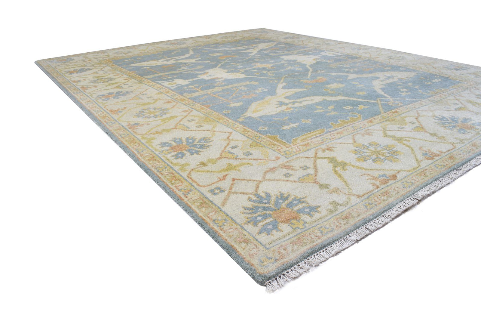 Isidora Wool Blue Rug 8' X 10' Persian Hand Knotted Oushak Oriental 7864182046869