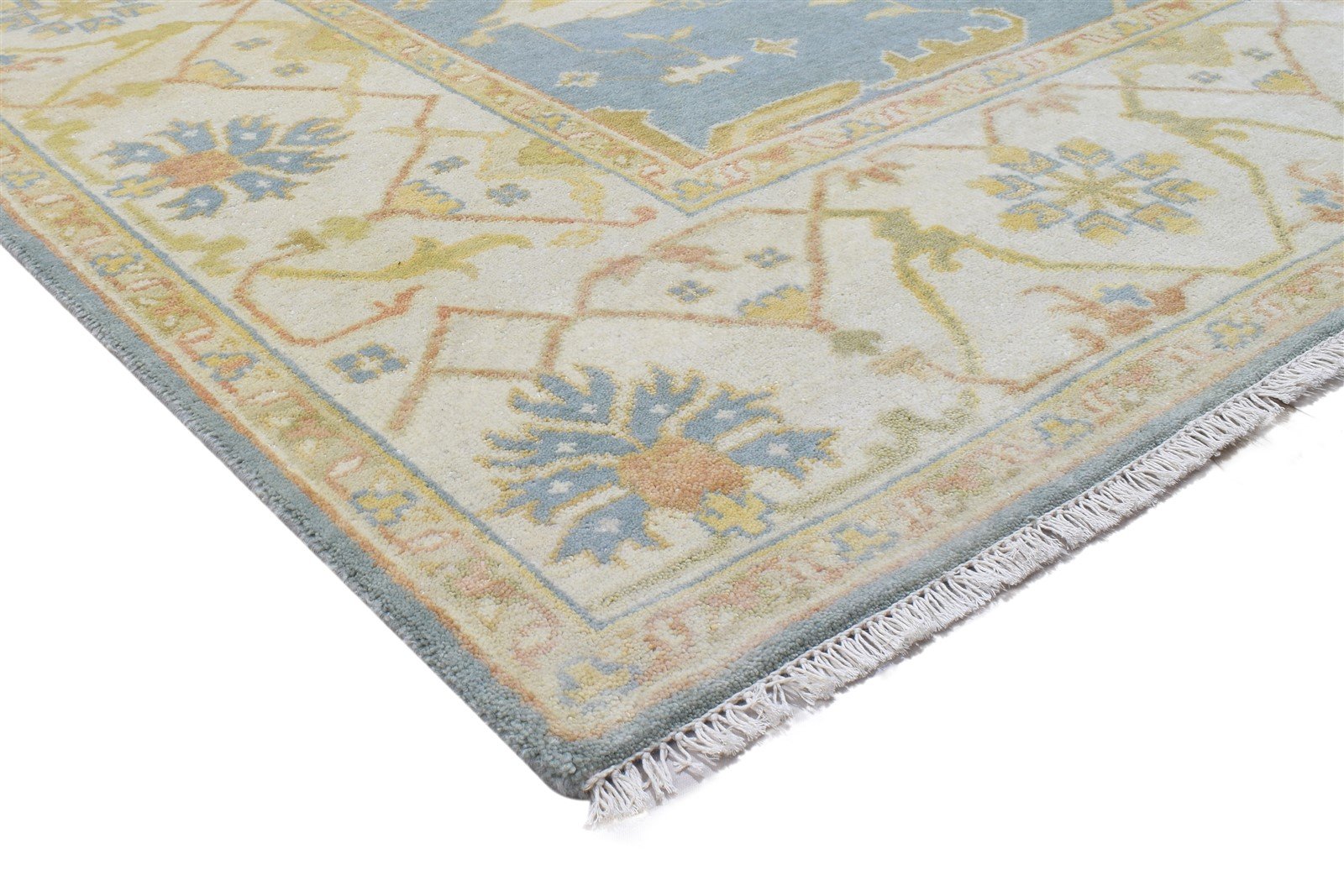 Isidora Wool Blue Rug 8' X 10' Persian Hand Knotted Oushak Oriental 7864182046869