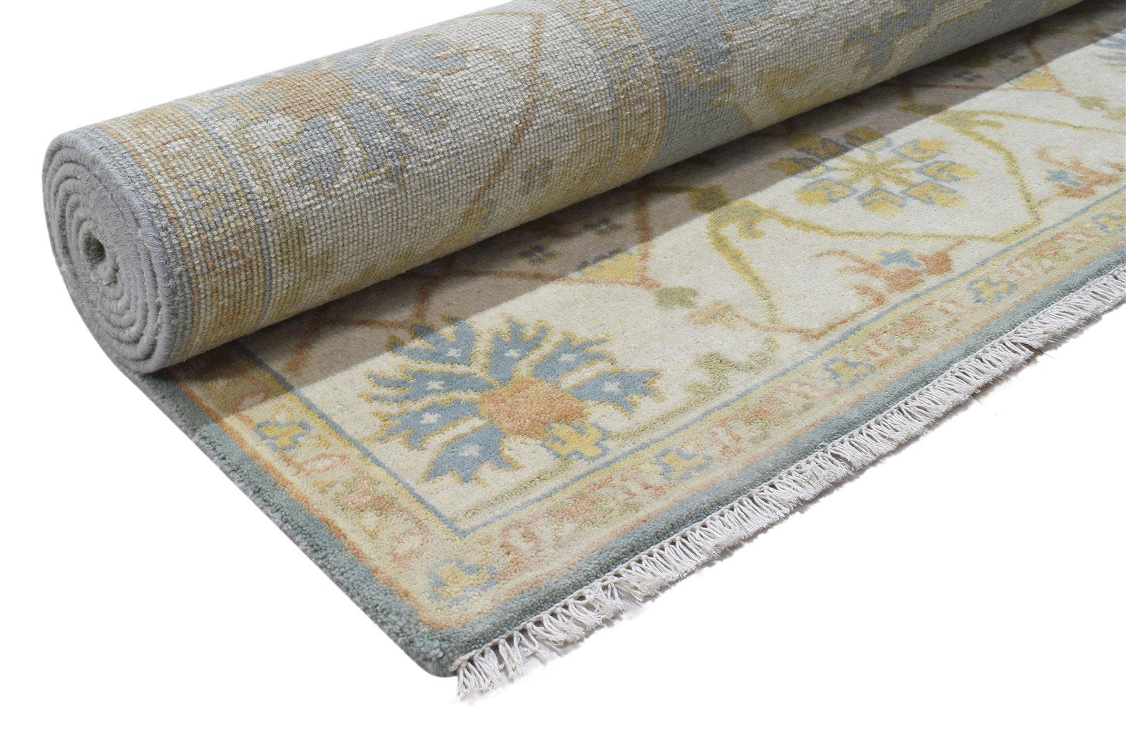 Isidora Wool Blue Rug 8' X 10' Persian Hand Knotted Oushak Oriental 7864182046869