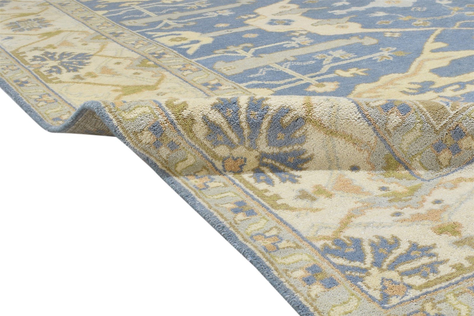 Wool Blue Rug 8' X 10' Persian Hand Knotted Oushak Oriental Large Carpet 7864184635541