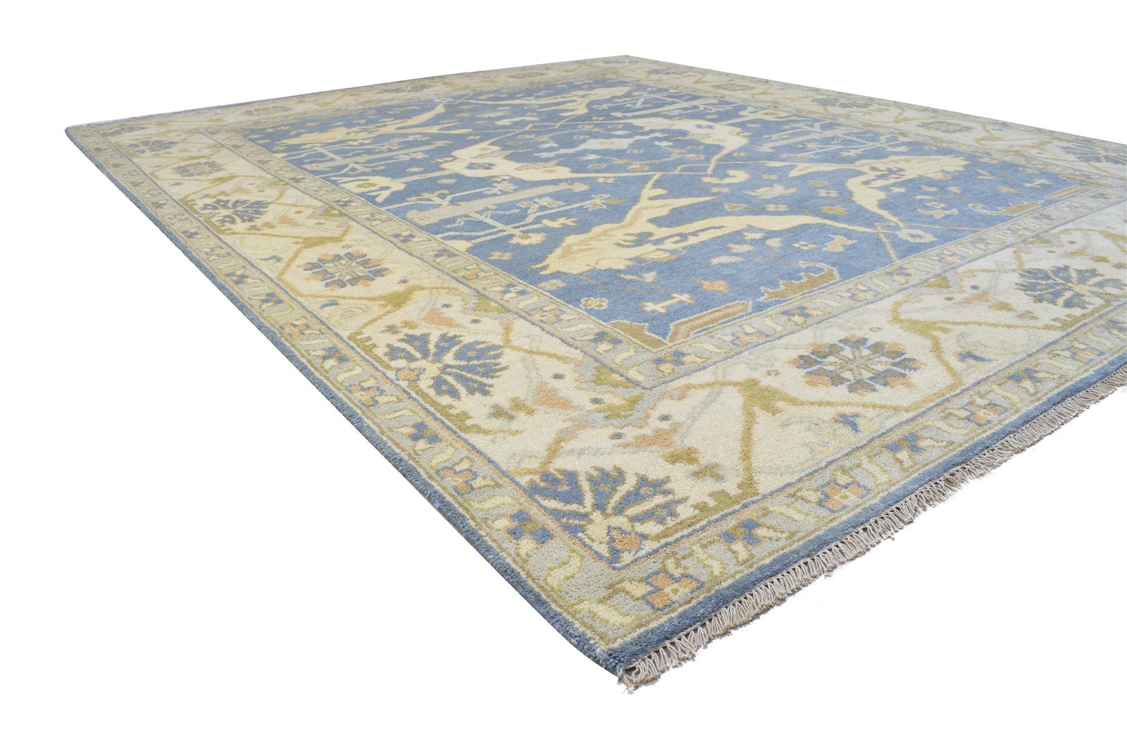 Wool Blue Rug 8' X 10' Persian Hand Knotted Oushak Oriental Large Carpet 7864184635541