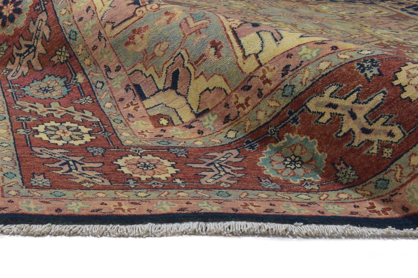 Wool Blue Rug 9' X 11' Persian Hand Knotted Serapi Oriental Large Carpet 7864218747029