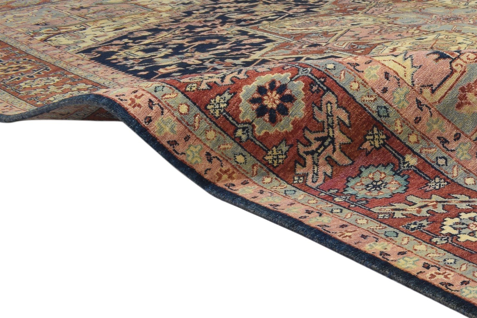 Wool Blue Rug 9' X 11' Persian Hand Knotted Serapi Oriental Large Carpet 7864218747029