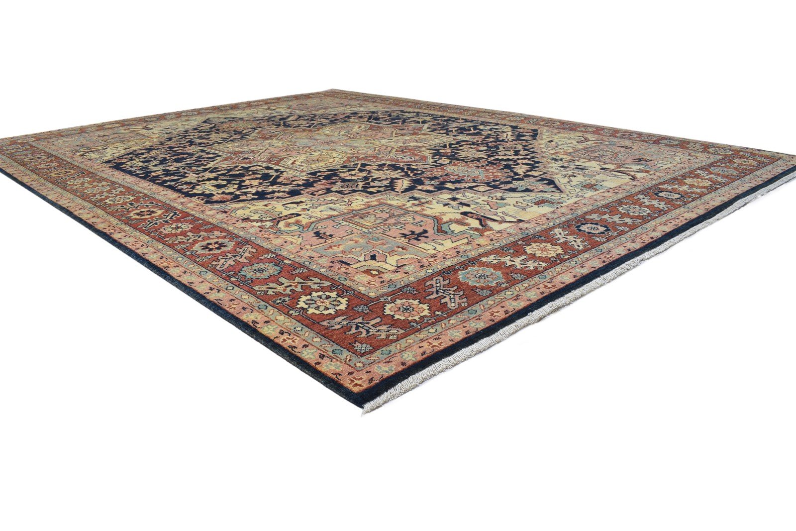 Wool Blue Rug 9' X 11' Persian Hand Knotted Serapi Oriental Large Carpet 7864218747029