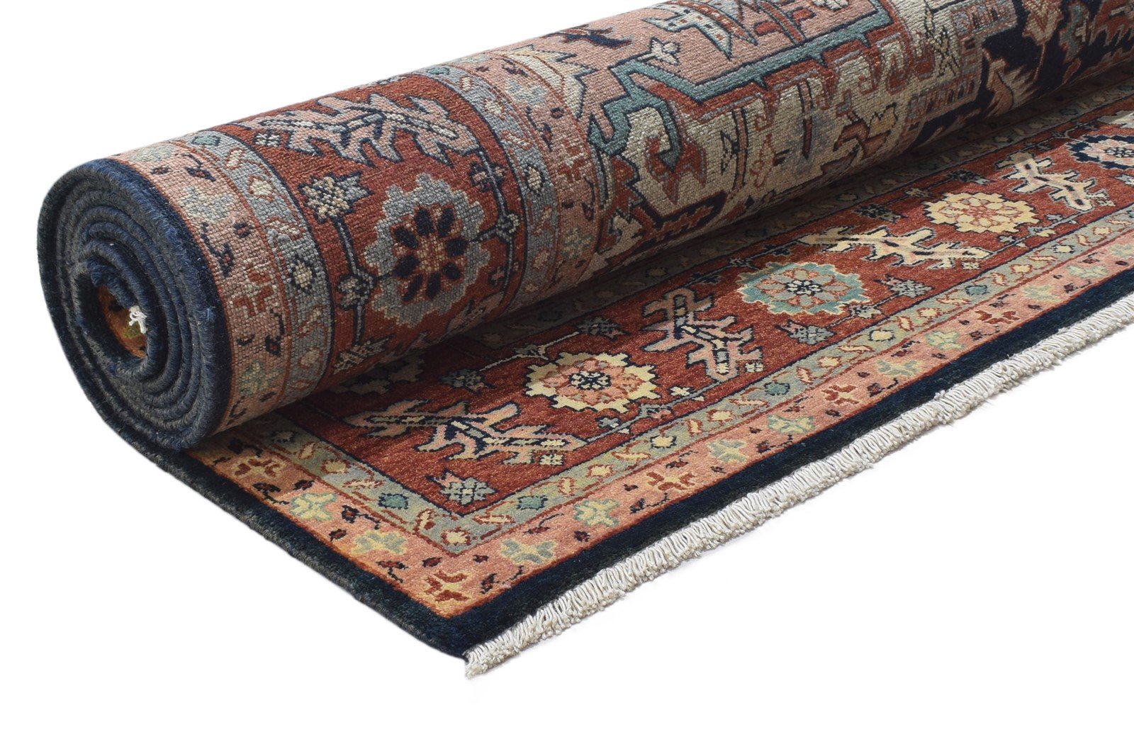 Wool Blue Rug 9' X 11' Persian Hand Knotted Serapi Oriental Large Carpet 7864218747029