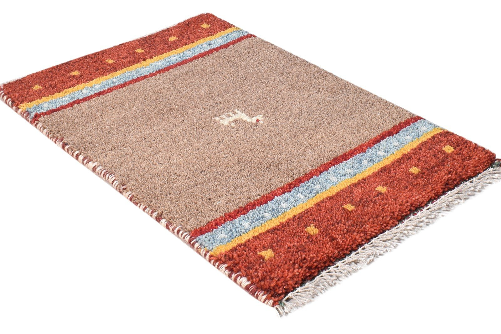 Wool Brown Rug 1' X 2' Southwestern Hand Knotted American Tribal Small Carpet 7865089491093
