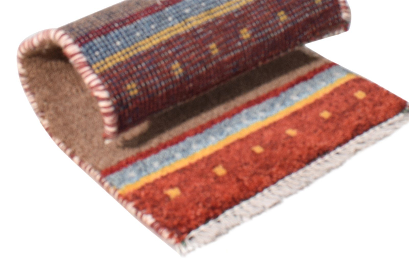 Wool Brown Rug 1' X 2' Southwestern Hand Knotted American Tribal Small Carpet 7865089491093