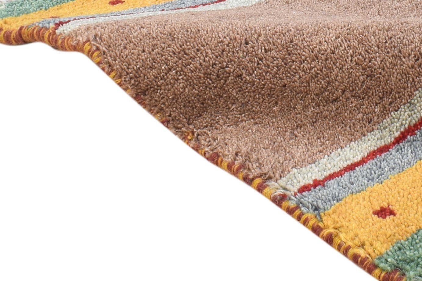 Wool Brown Rug 1' X 2' Southwestern Hand Knotted Gabbeh Striped Small Carpet 7865083166869