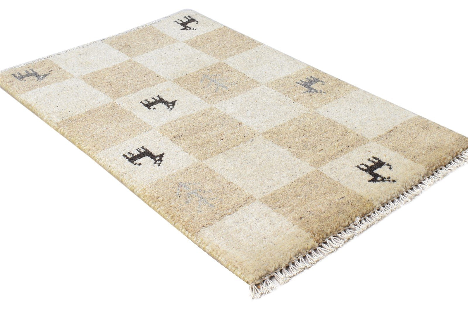 Wool Brown Rug 2' X 2' Southwestern Hand Knotted Gabbeh Tribal Small Carpet 7865101844629