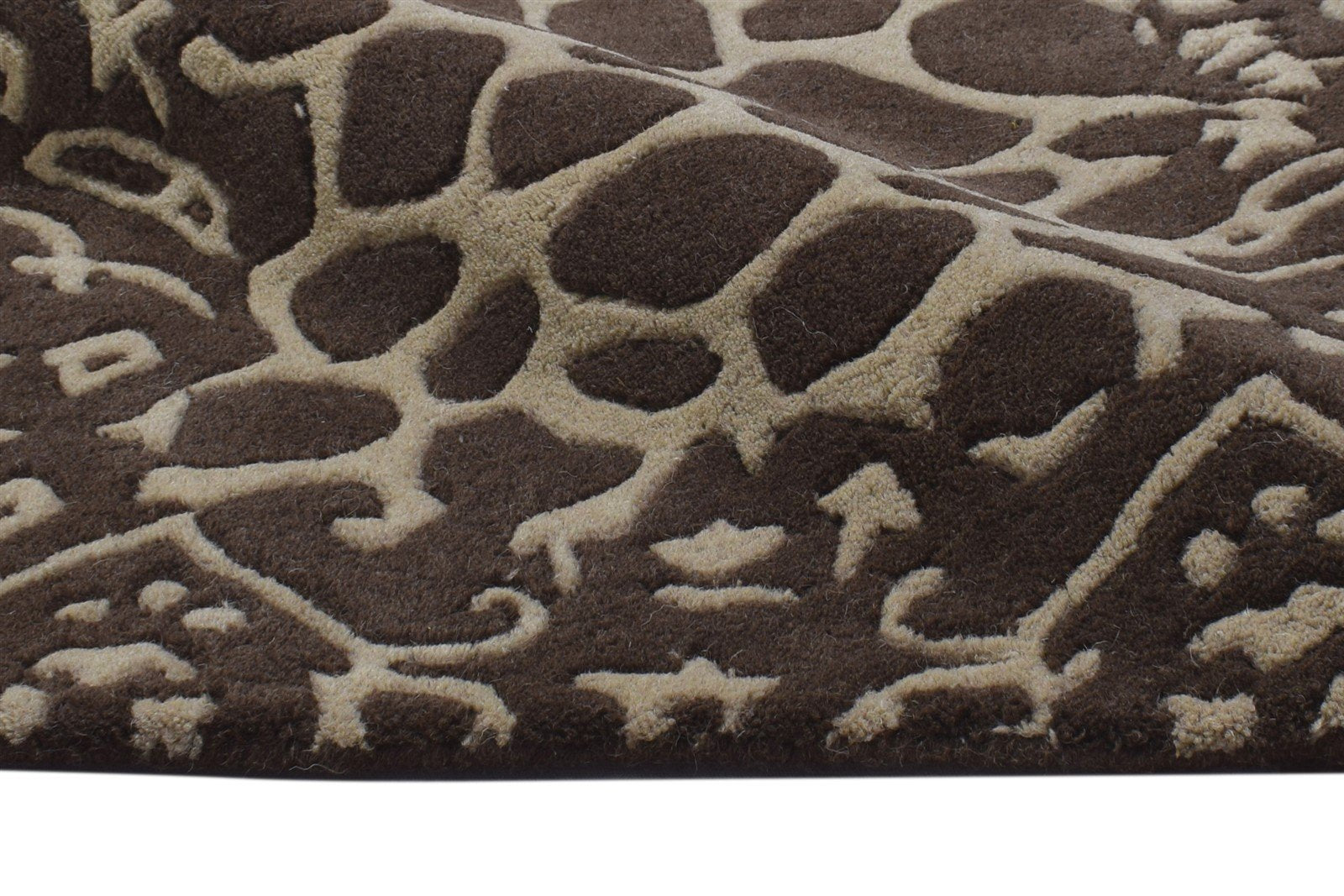 Wool Brown Rug 2' X 3' Modern Hand Tufted French Abstract Small Carpet 7864994201749