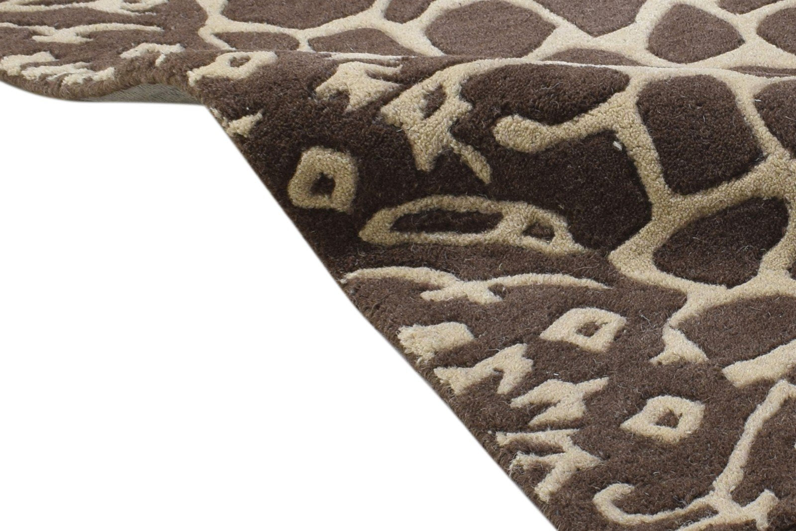 Wool Brown Rug 2' X 3' Modern Hand Tufted French Abstract Small Carpet 7864994201749