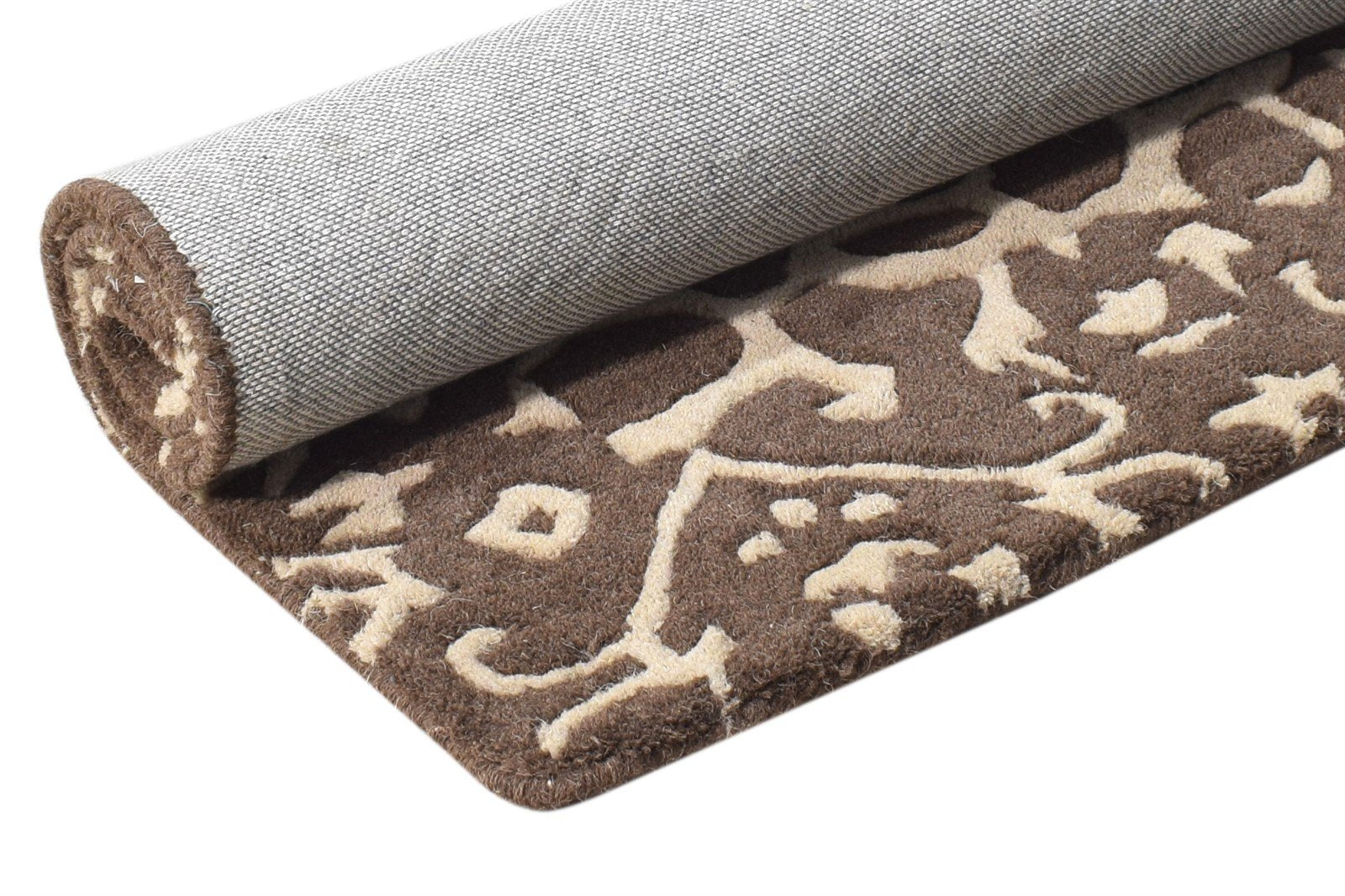 Wool Brown Rug 2' X 3' Modern Hand Tufted French Abstract Small Carpet 7864994201749