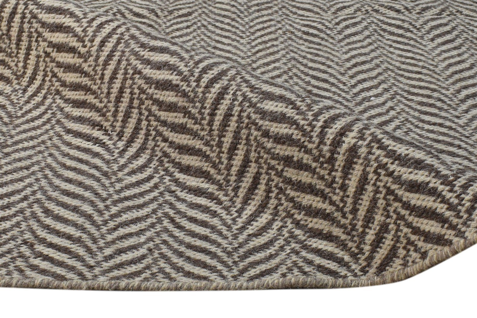 Wool Brown Rug 2' X 4' Modern Dhurrie Scandinavian Floral Small Carpet 7865186713749
