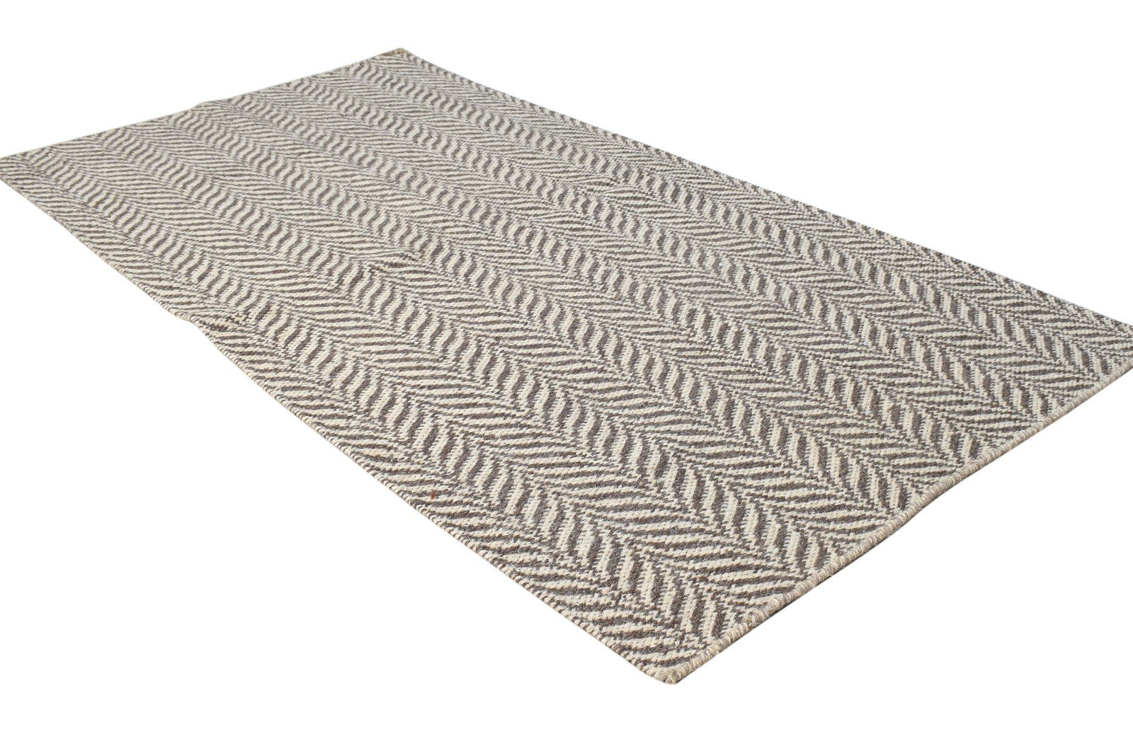 Wool Brown Rug 2' X 4' Modern Dhurrie Scandinavian Floral Small Carpet 7865186713749
