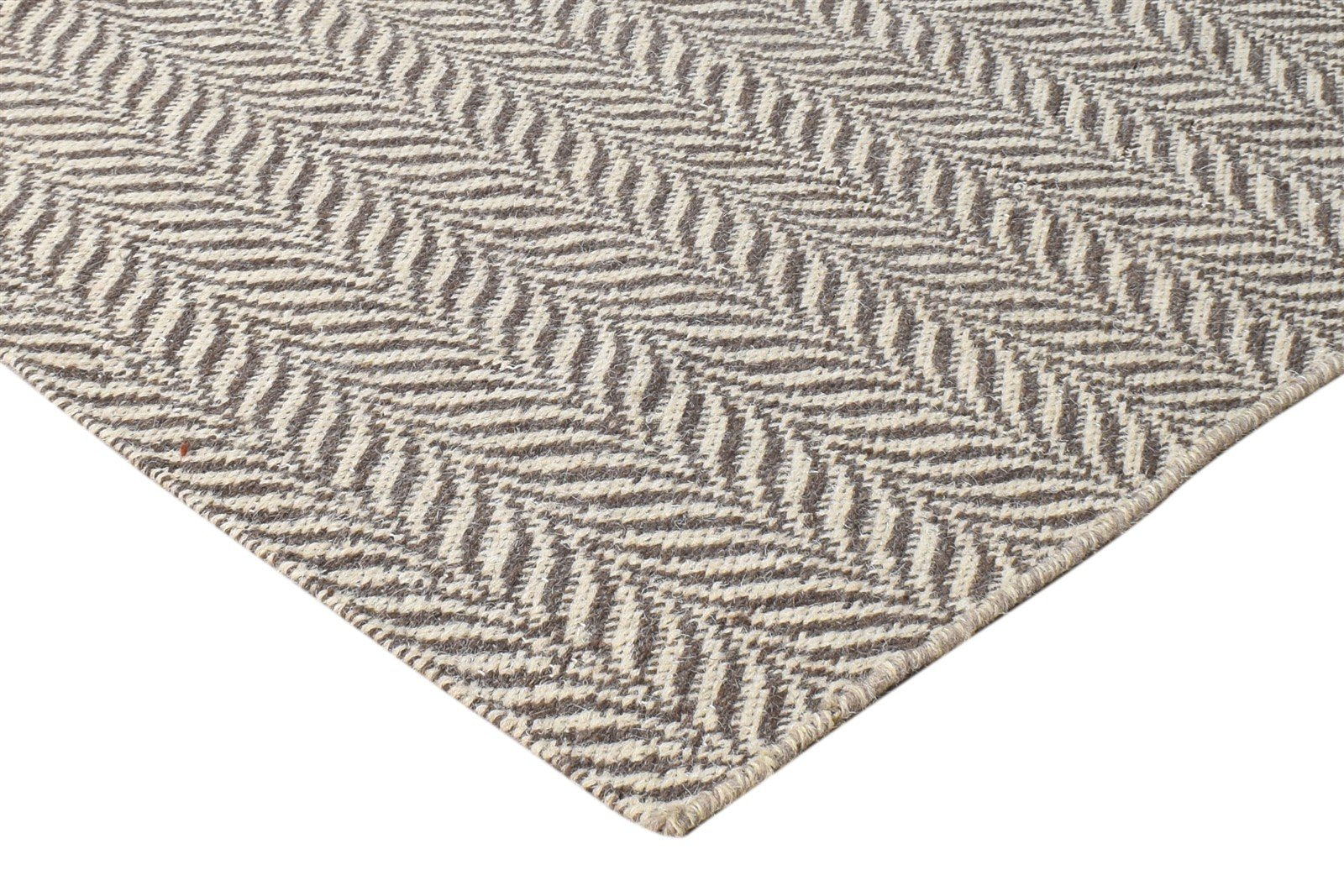 Wool Brown Rug 2' X 4' Modern Dhurrie Scandinavian Floral Small Carpet 7865186713749