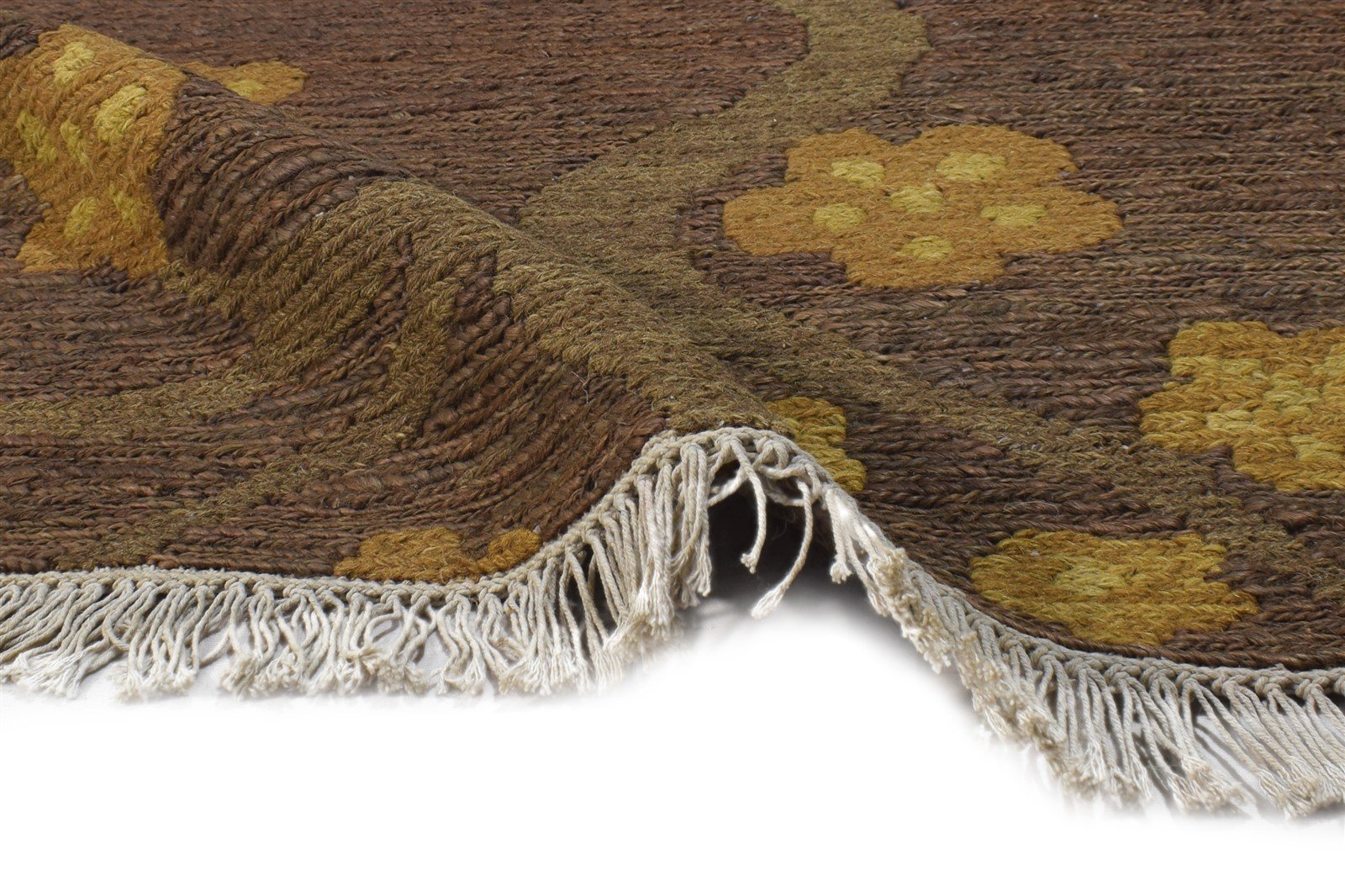 Vitoria Wool Brown Rug 3' X 2' Modern Hand Knotted French Floral 7864502452373