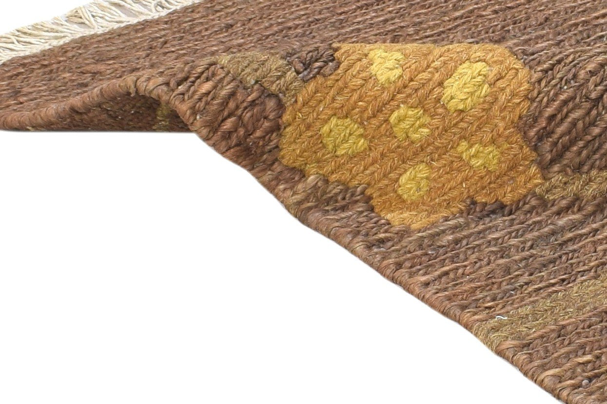 Vitoria Wool Brown Rug 3' X 2' Modern Hand Knotted French Floral 7864502452373