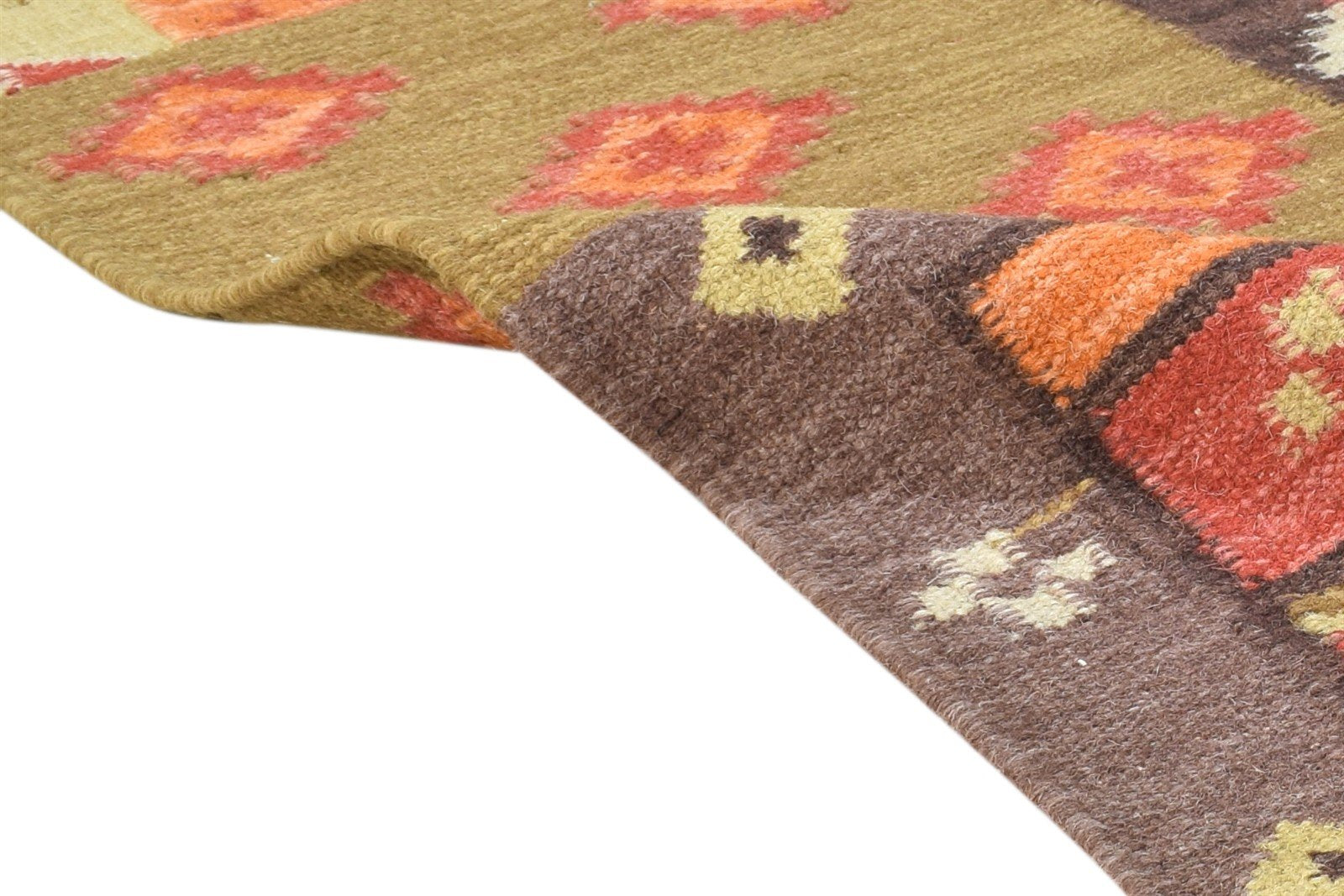 Avis Wool Brown Rug 3' X 5' Persian Dhurrie Southwestern Oriental 7864984371349