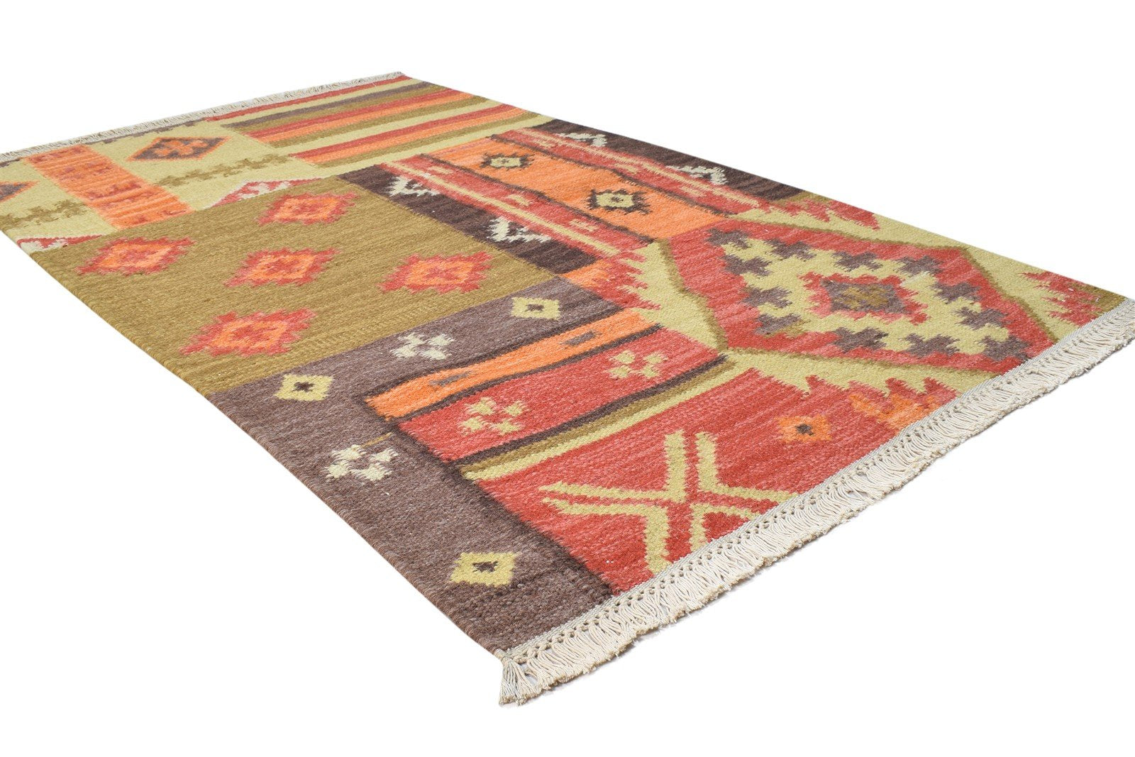Avis Wool Brown Rug 3' X 5' Persian Dhurrie Southwestern Oriental 7864984371349