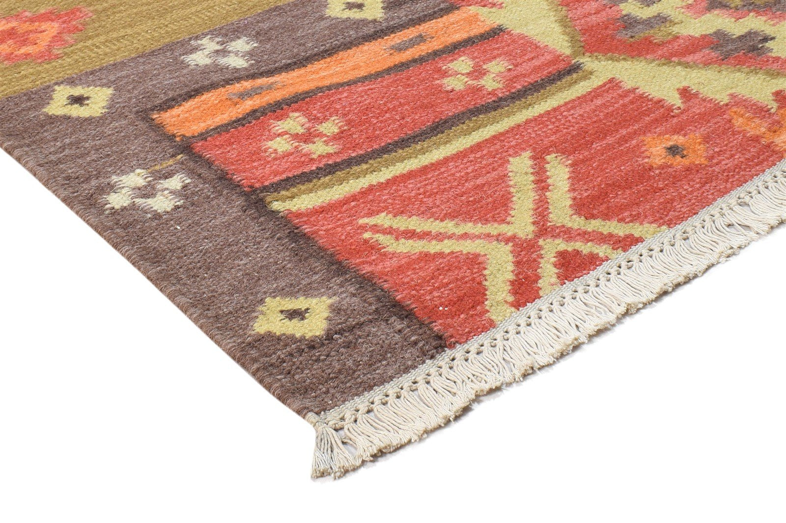 Avis Wool Brown Rug 3' X 5' Persian Dhurrie Southwestern Oriental 7864984371349