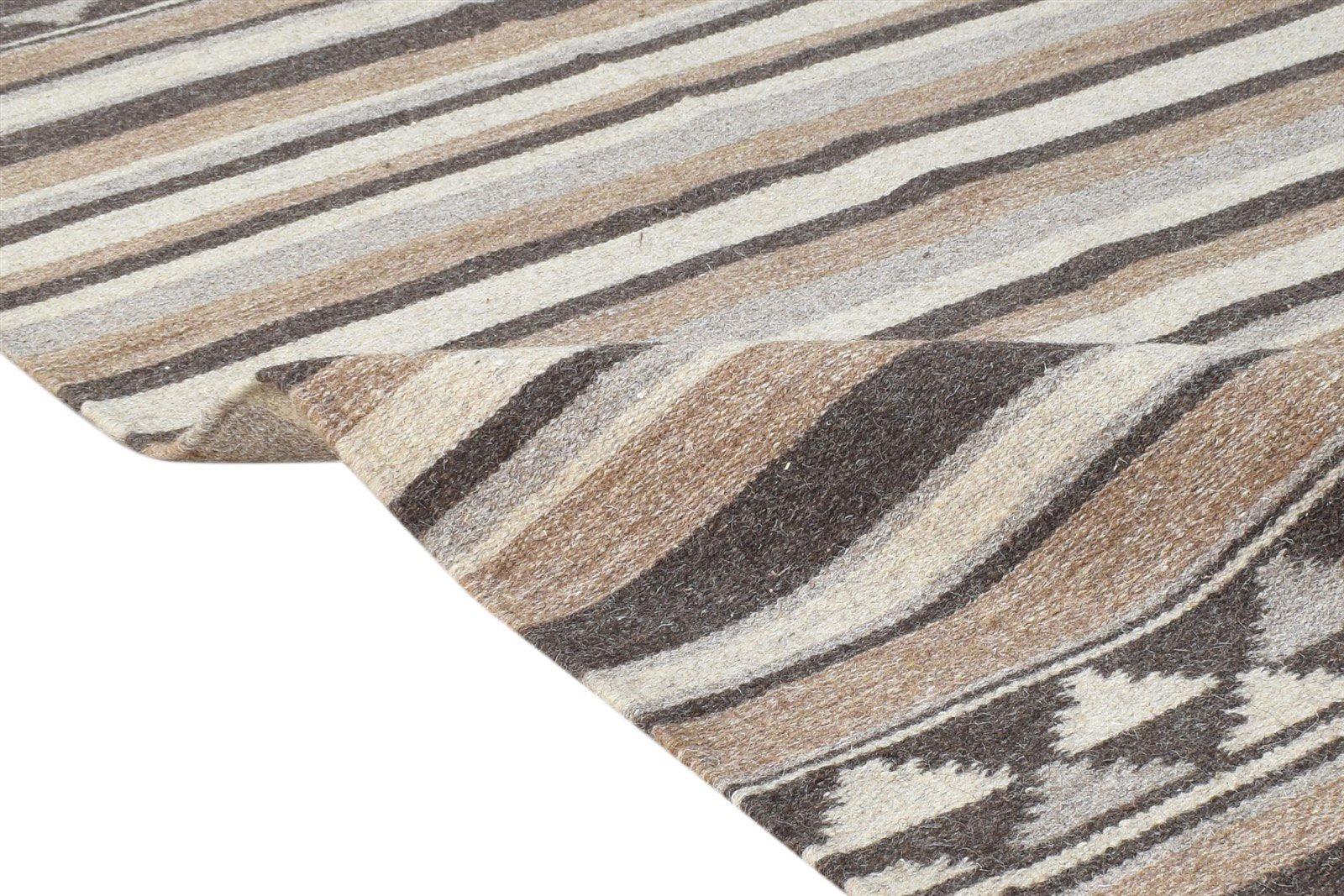 Wool Brown Rug 3' X 5' Tribal Dhurrie American Southwestern Room Size Carpet 7864670224533