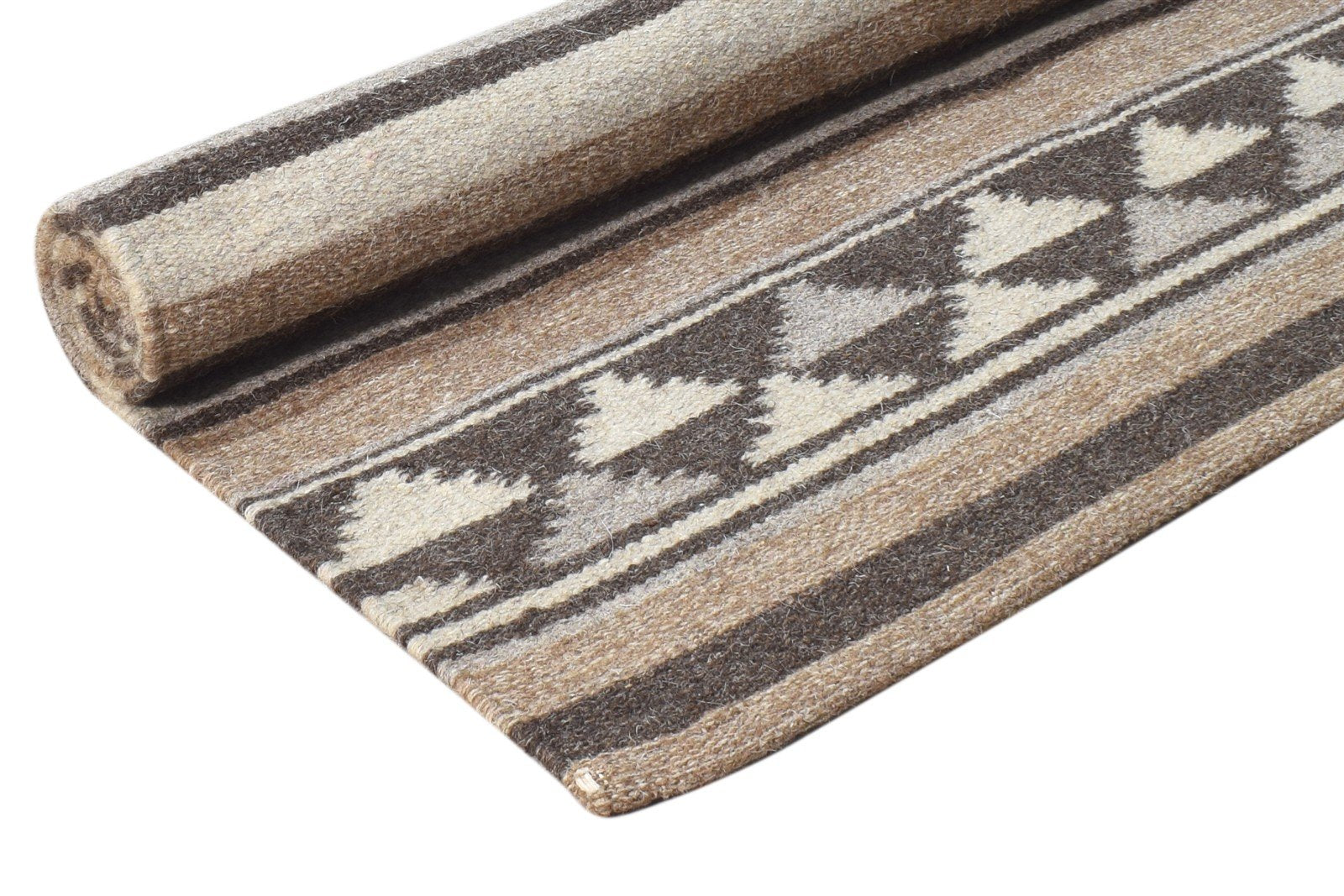Wool Brown Rug 3' X 5' Tribal Dhurrie American Southwestern Room Size Carpet 7864670224533