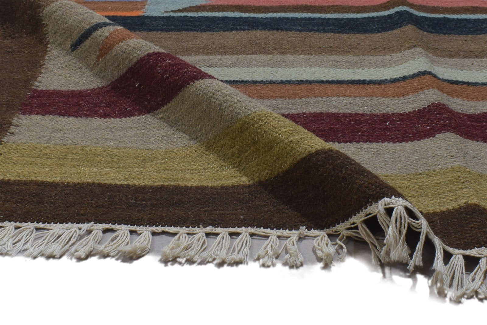 Wool Brown Rug 4' X 6' Persien Dhurrie Oriental Tribal Room Size Carpet 7864348868757