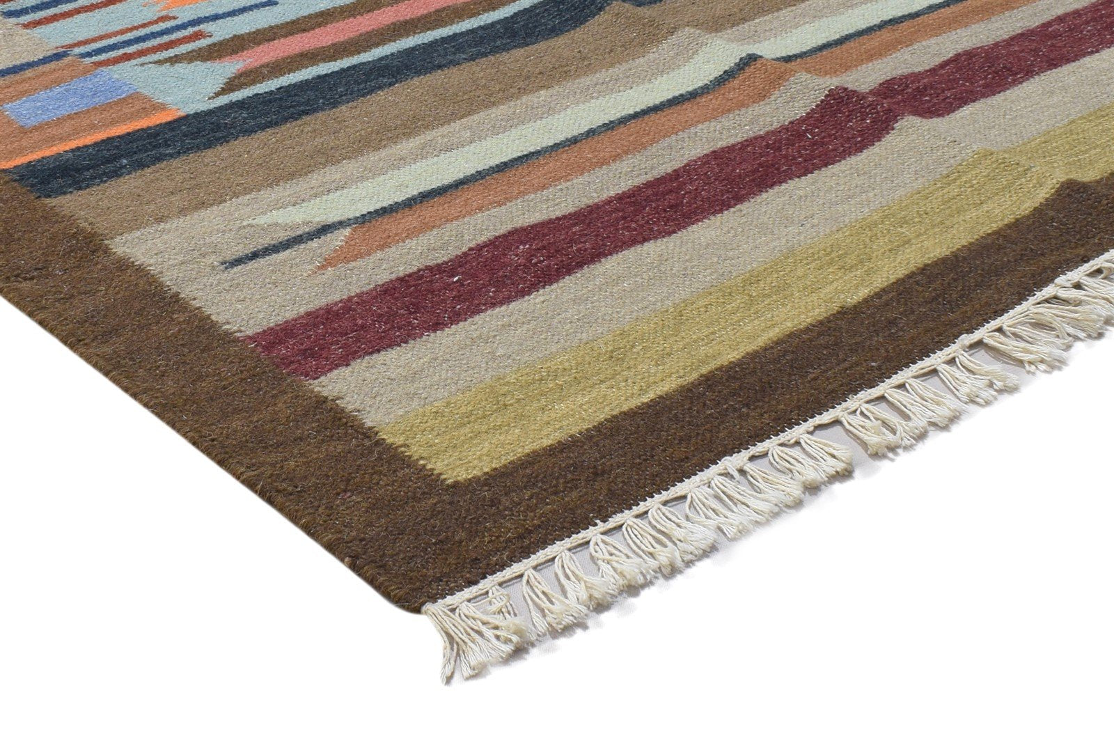 Wool Brown Rug 4' X 6' Persien Dhurrie Oriental Tribal Room Size Carpet 7864348868757