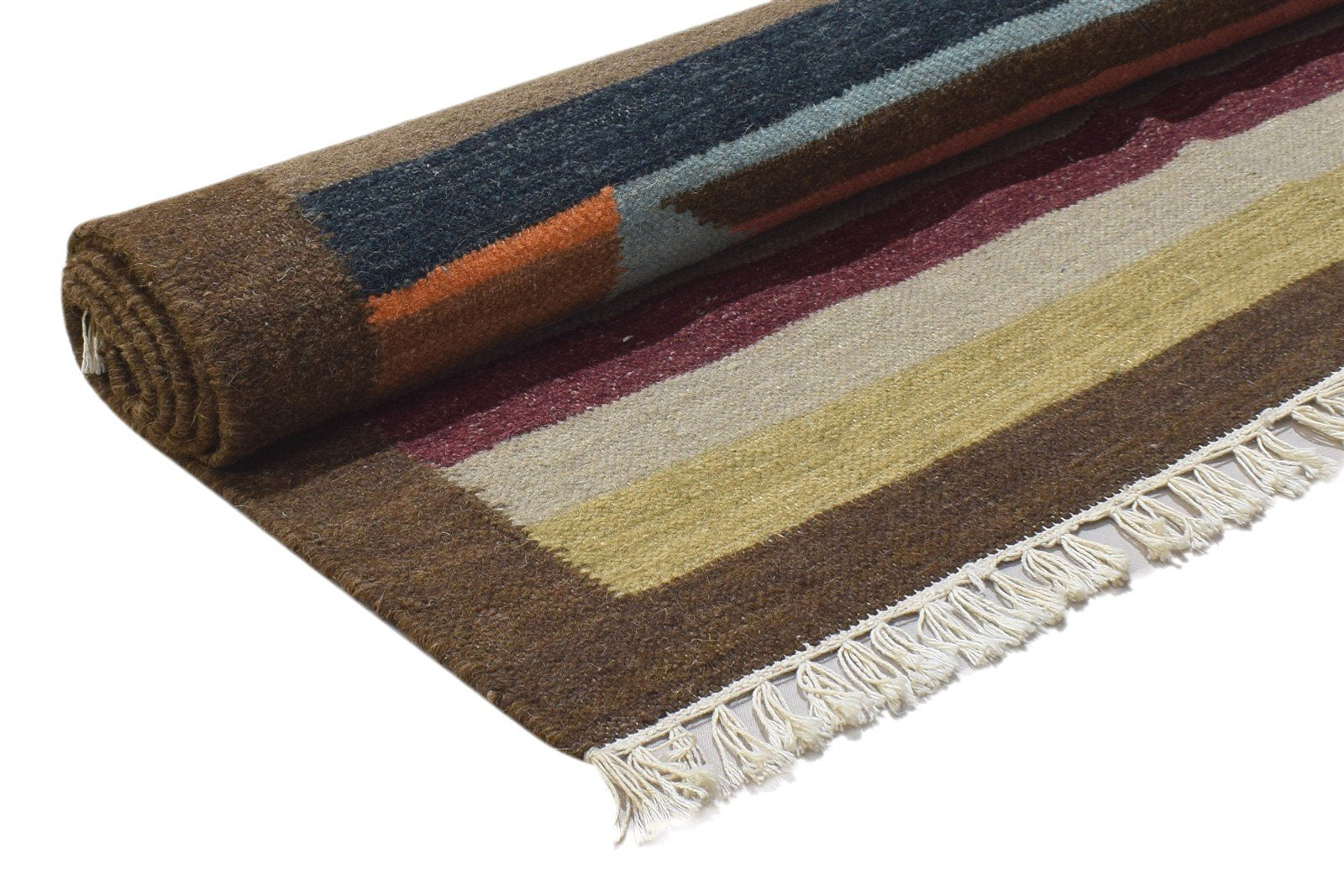 Wool Brown Rug 4' X 6' Persien Dhurrie Oriental Tribal Room Size Carpet 7864348868757