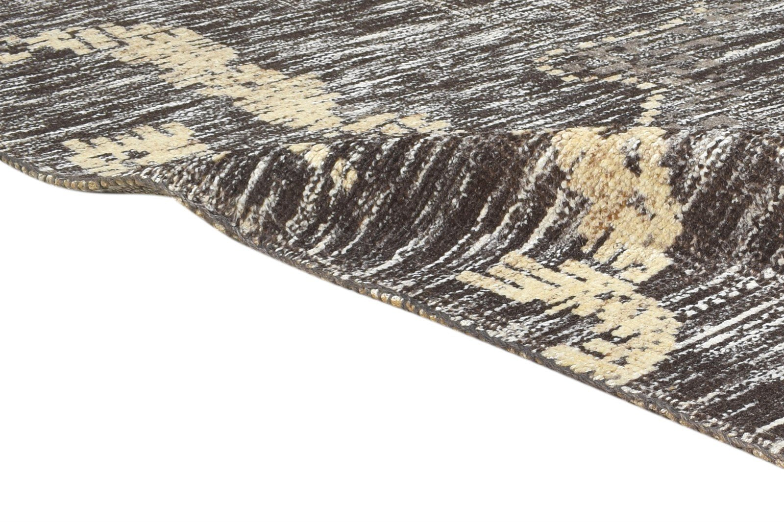 Wool Brown Rug 4X6 Modern Hand Knotted Scandinavian Abstract Room Size Carpet 7864872829077