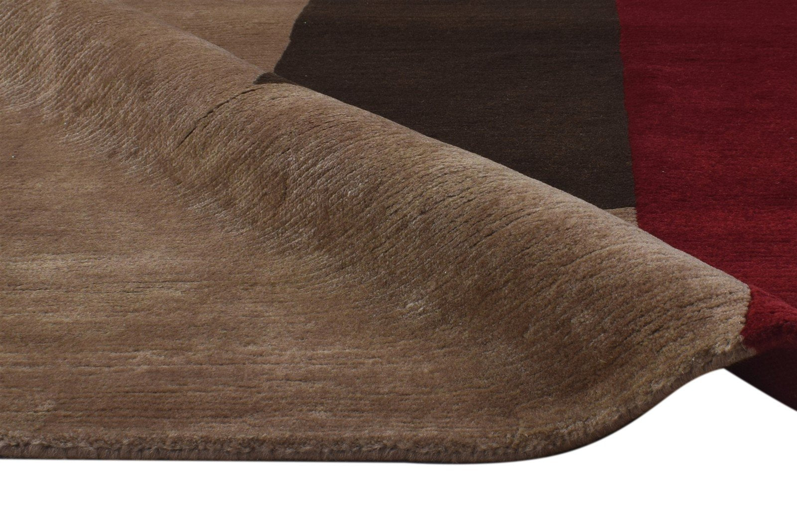 Wool Brown Rug 4X6 Modern Hand Knotted Scandinavian Abstract Room Size Carpet 7865108234389