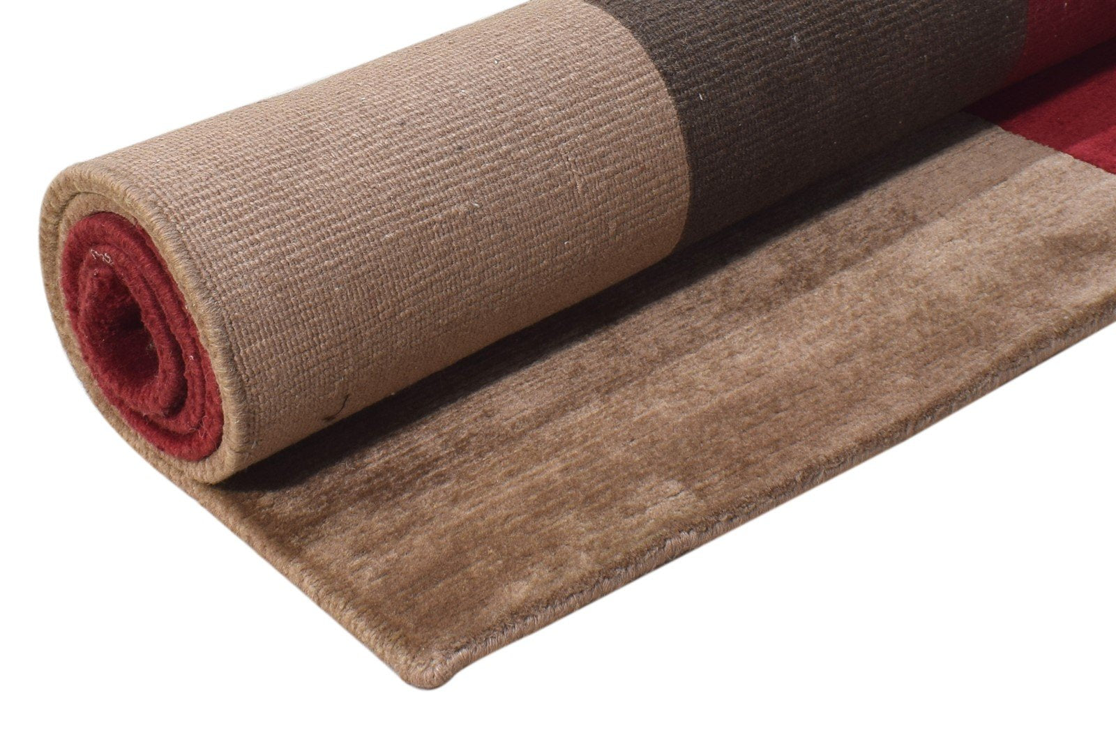 Wool Brown Rug 4X6 Modern Hand Knotted Scandinavian Abstract Room Size Carpet 7865108234389
